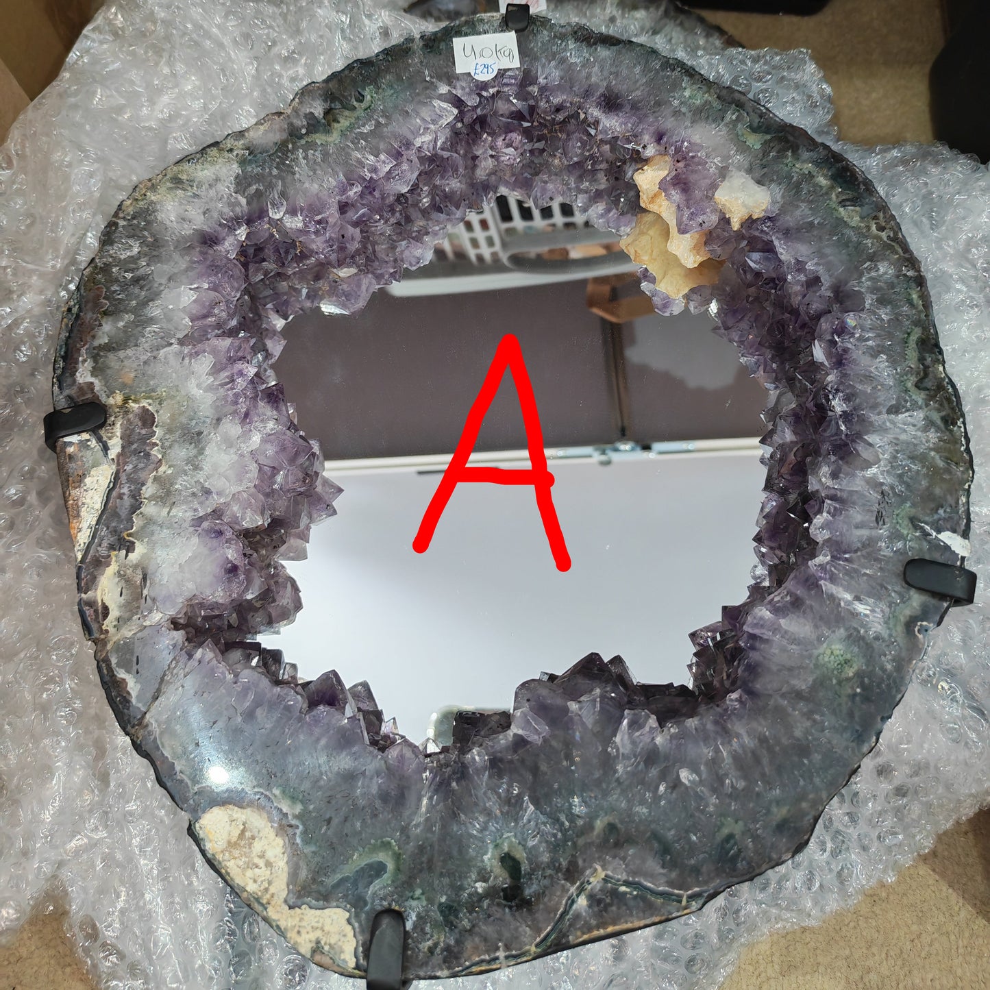 4kg Amethyst Portal Mirror with Moody purple points and calcite formation