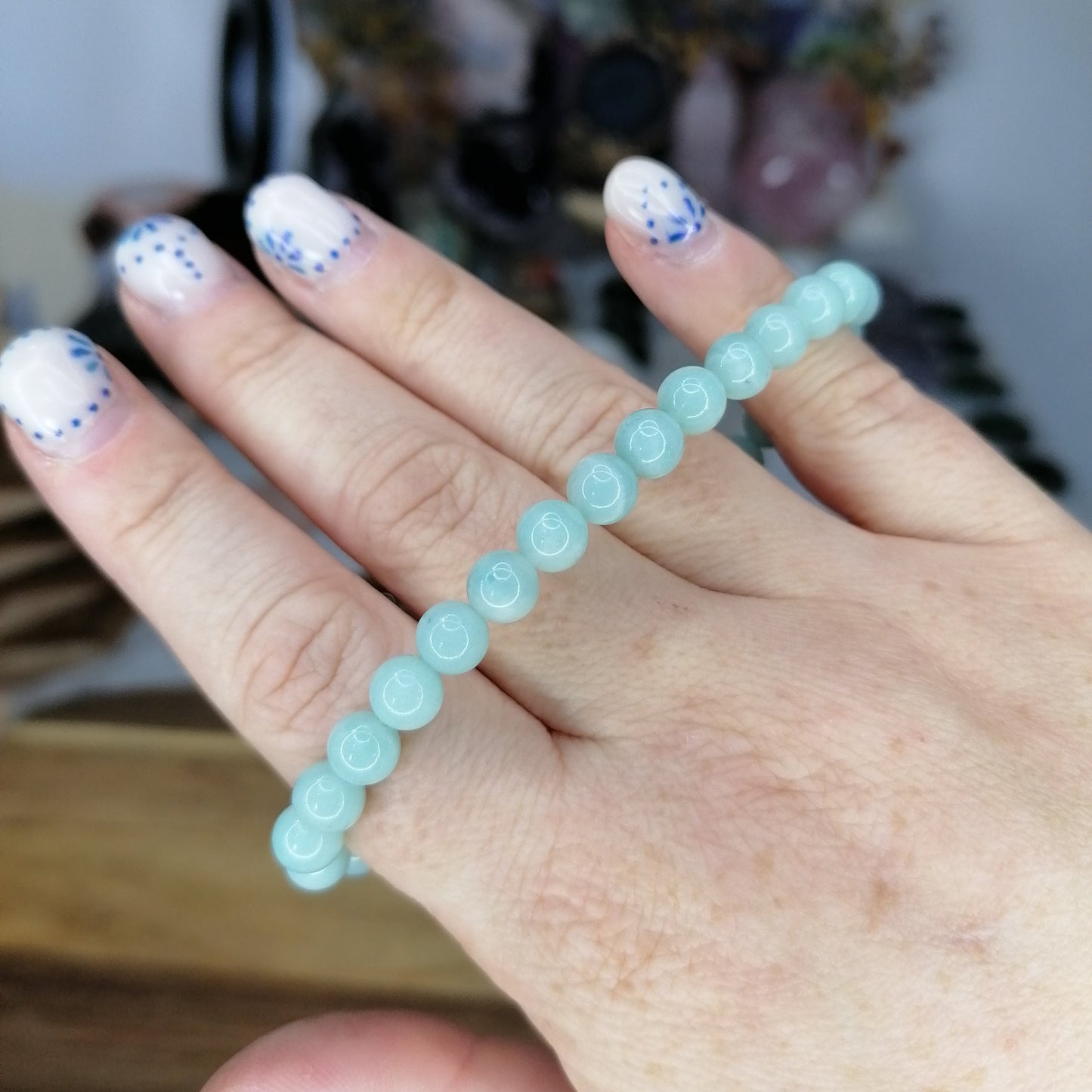 light green blue amazonite 6mm high grade bead bracelet