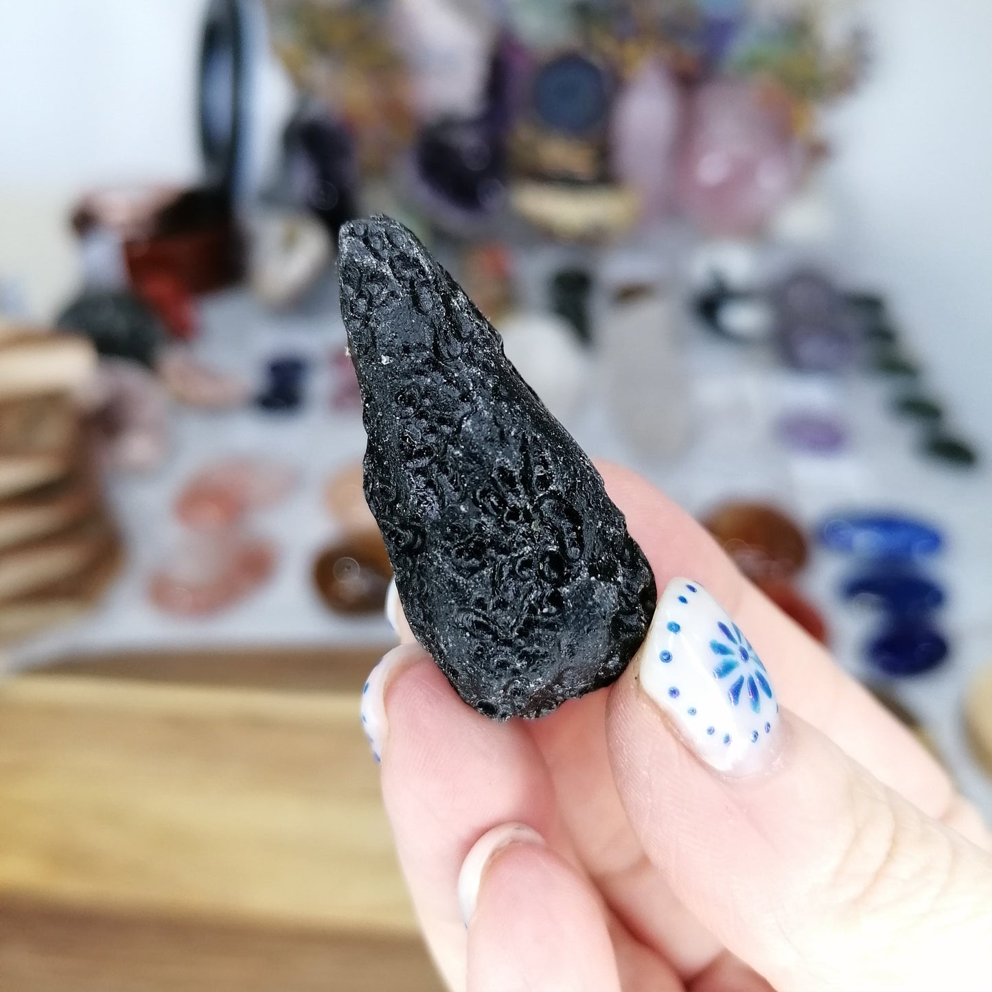 Black Tektite in a natural teardrop shape