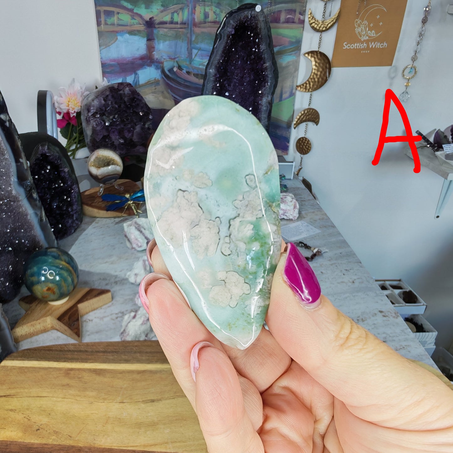 Blue Flower Agate Tear Drop