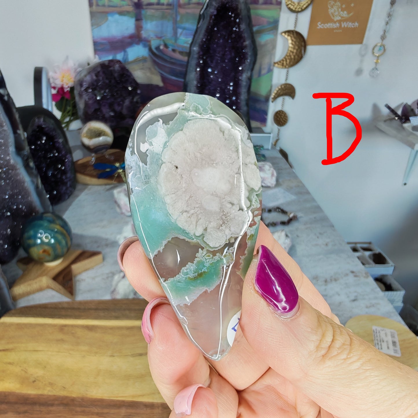 Blue Flower Agate Tear Drop