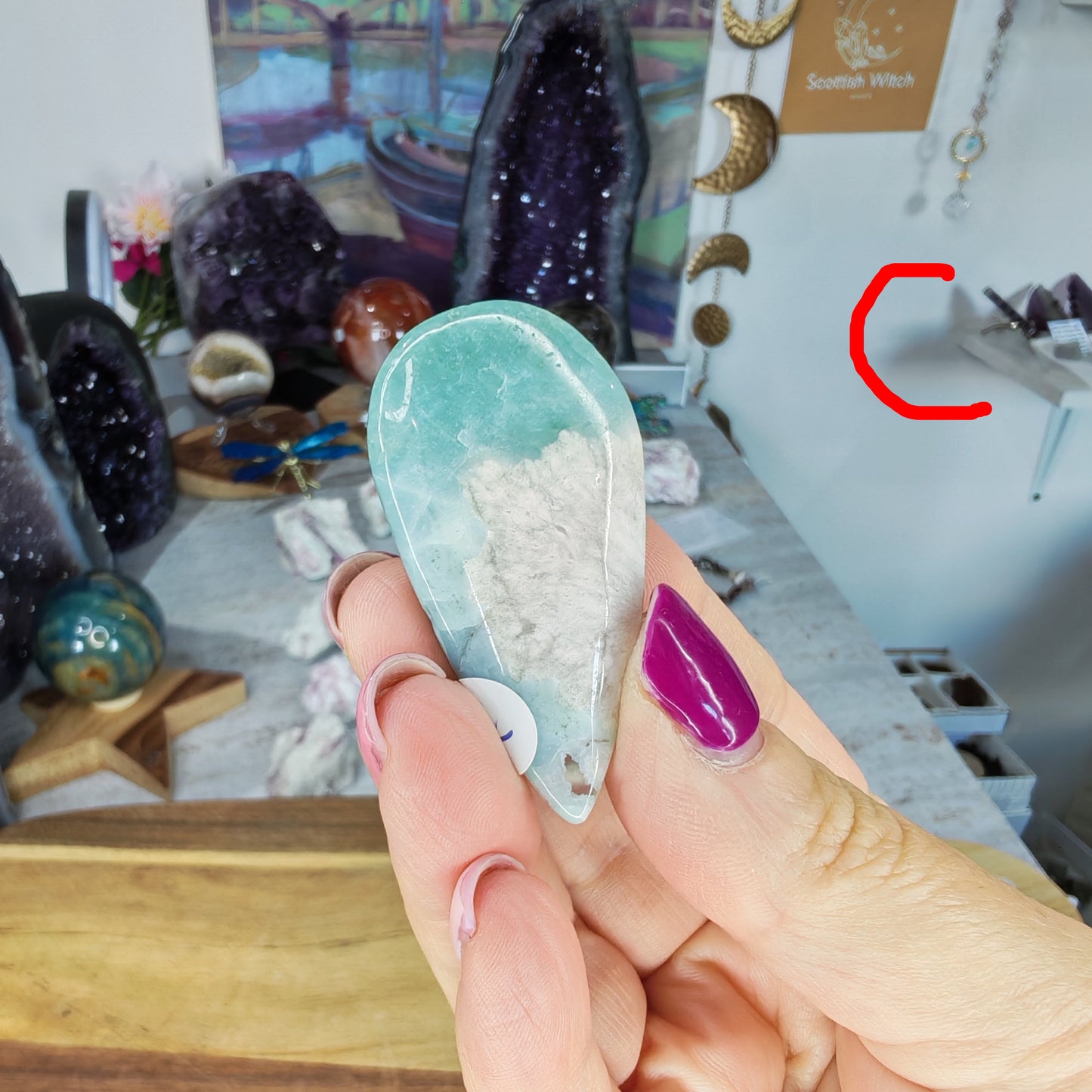 Blue Flower Agate Tear Drop