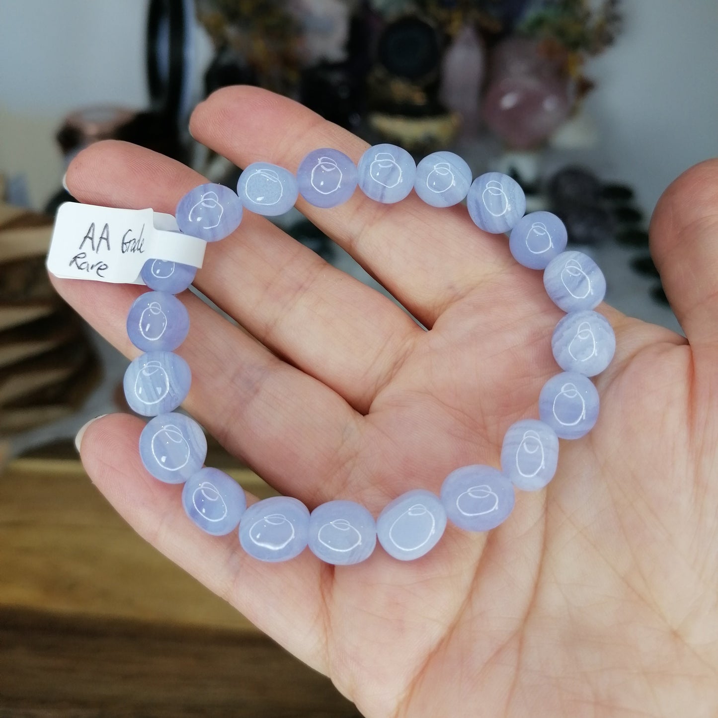 Blue Lace Agate Tumblestone Bead Bracelet