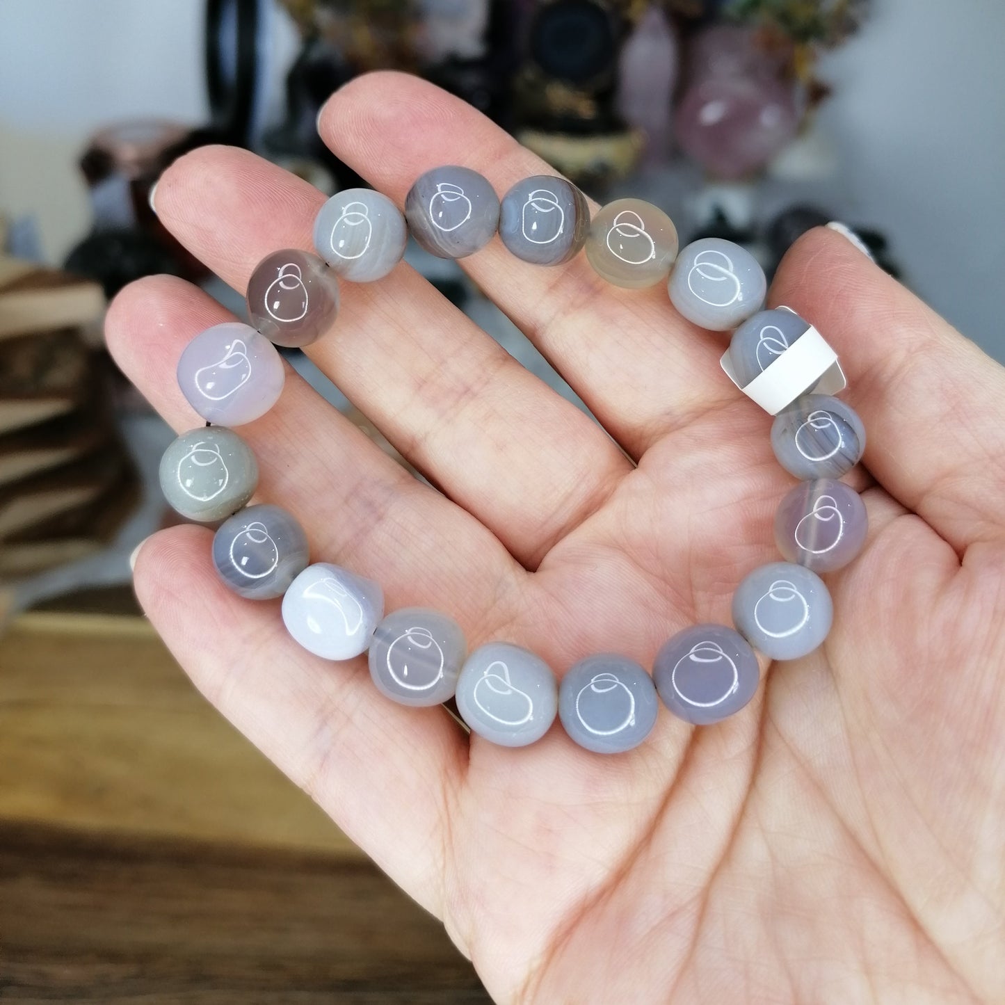Grey Botswana Agate Tumblestone Bead Bracelet