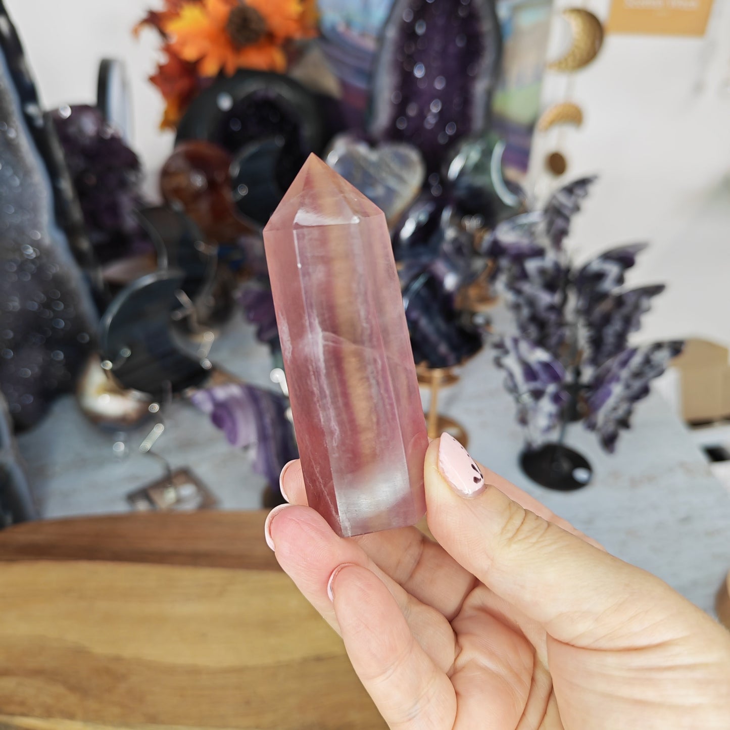 Pink and Yellow Candy Fluorite Tower