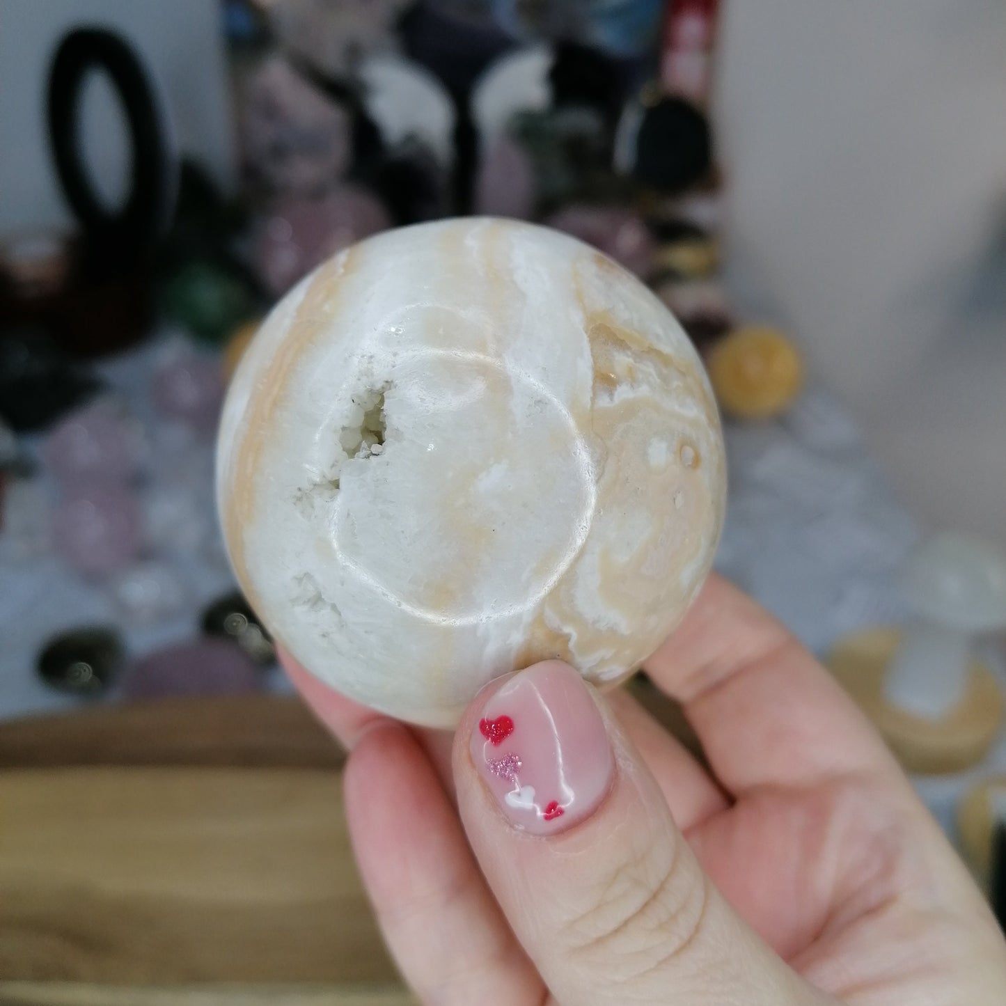 green and yellow Caribbean Calcite Sphere Option A