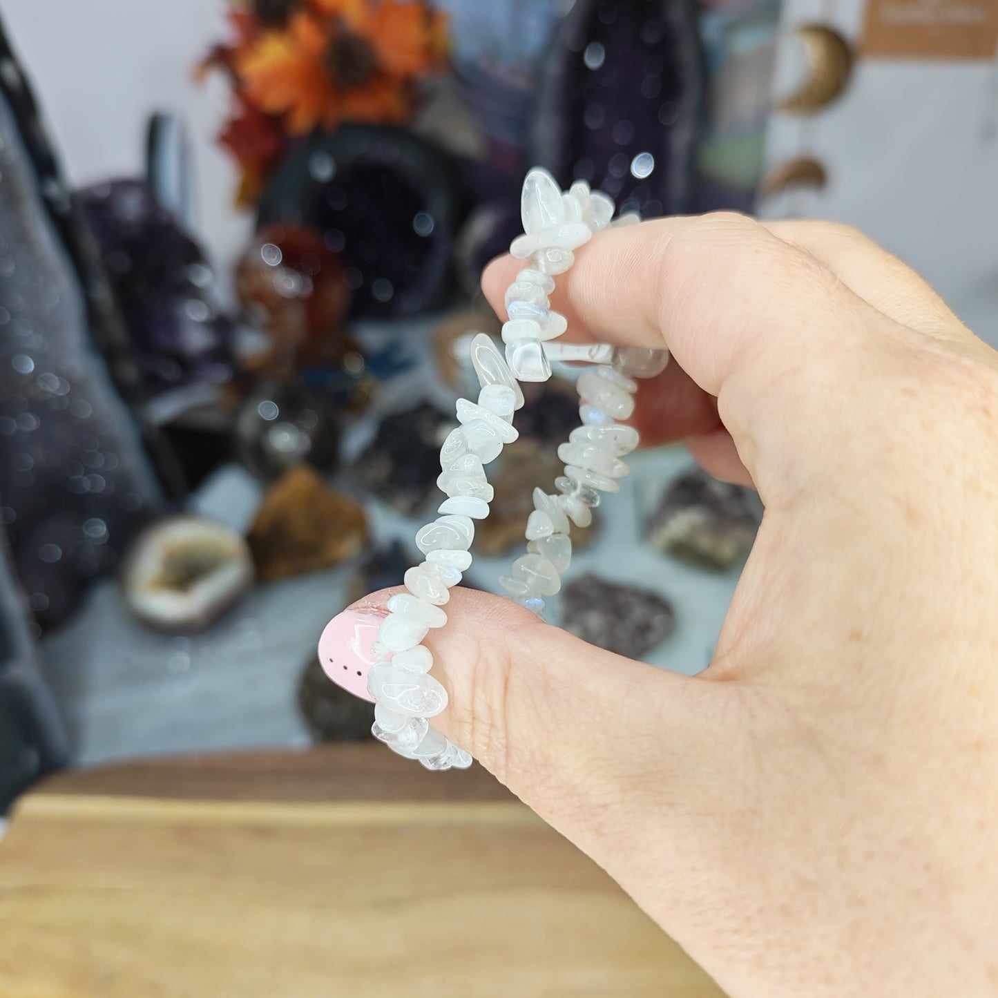 Chip Rainbow Moonstone Crystal Bracelet