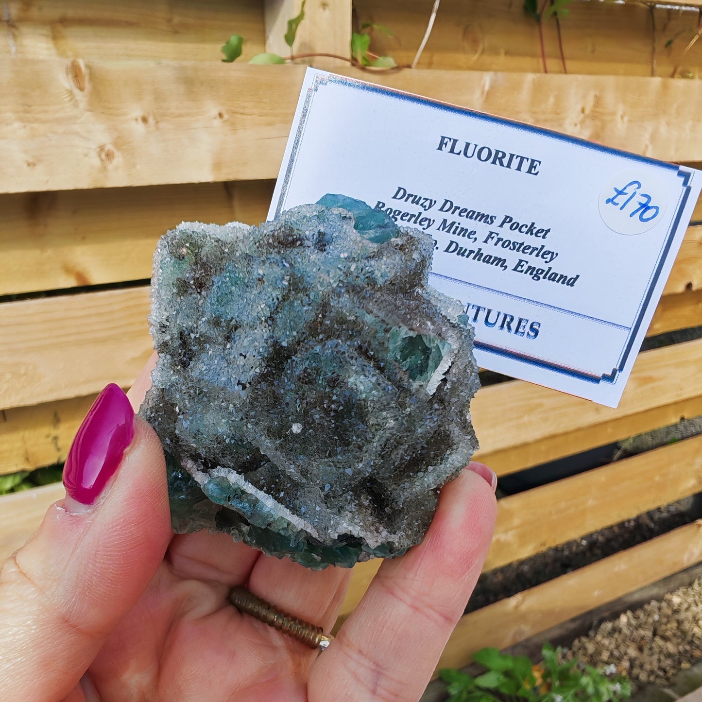 High Grade Green Druzy Dreams Pocket with quartz sparkle UK Fluorite