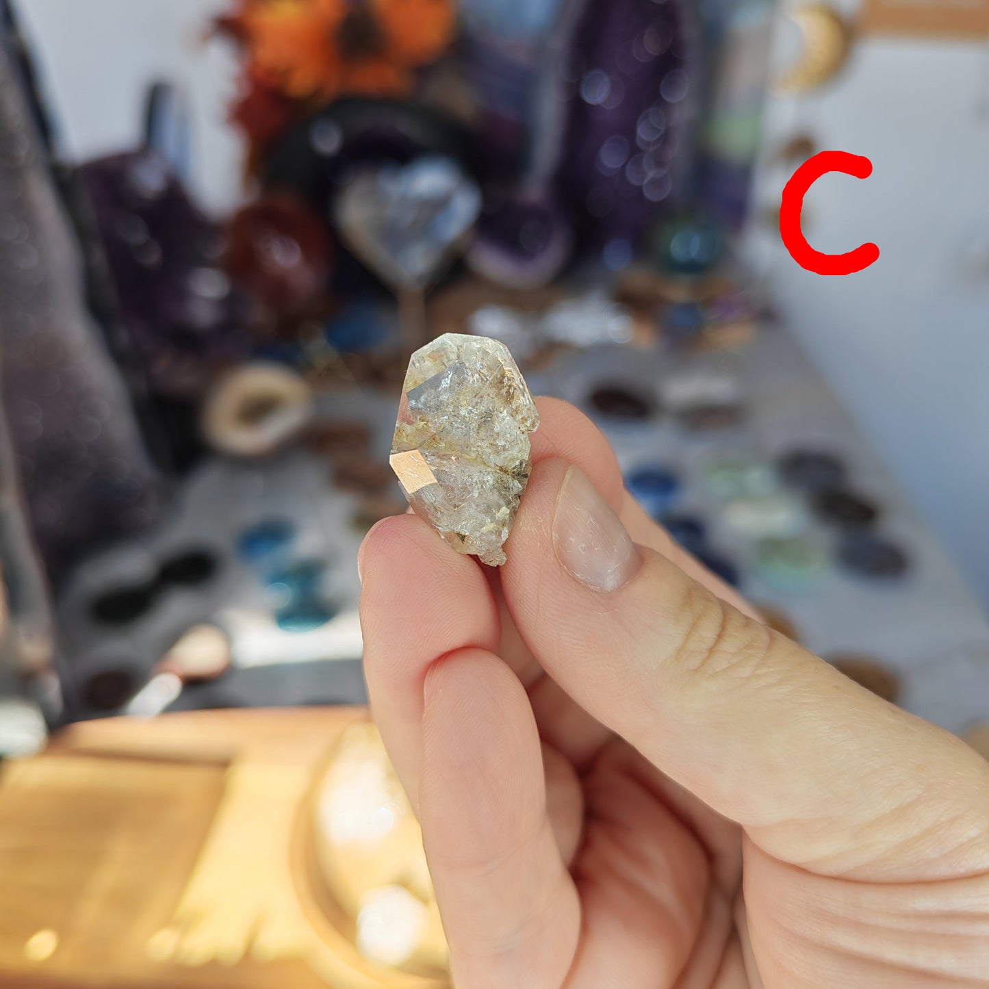 Herkimer Diamond with high grade clarity and a golden hue