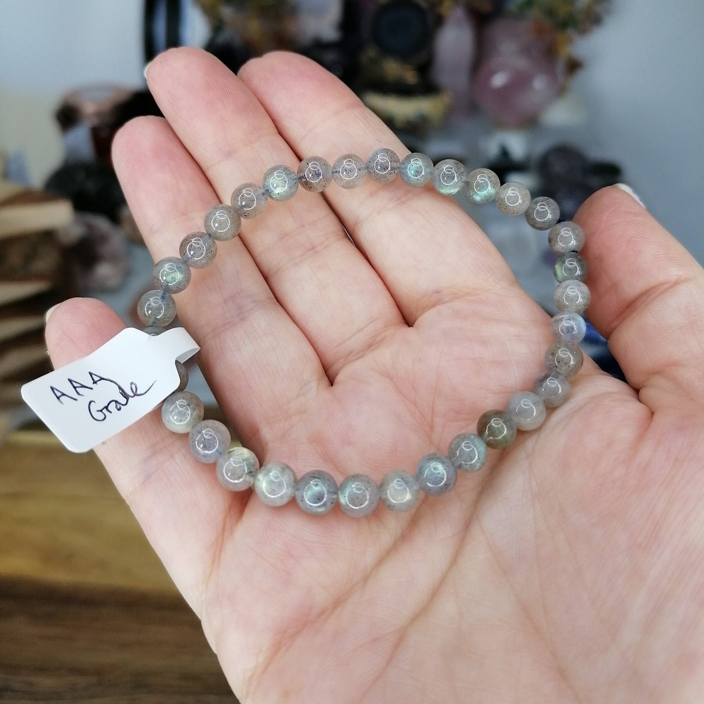 flashy labradorite 6mm bead bracelet
