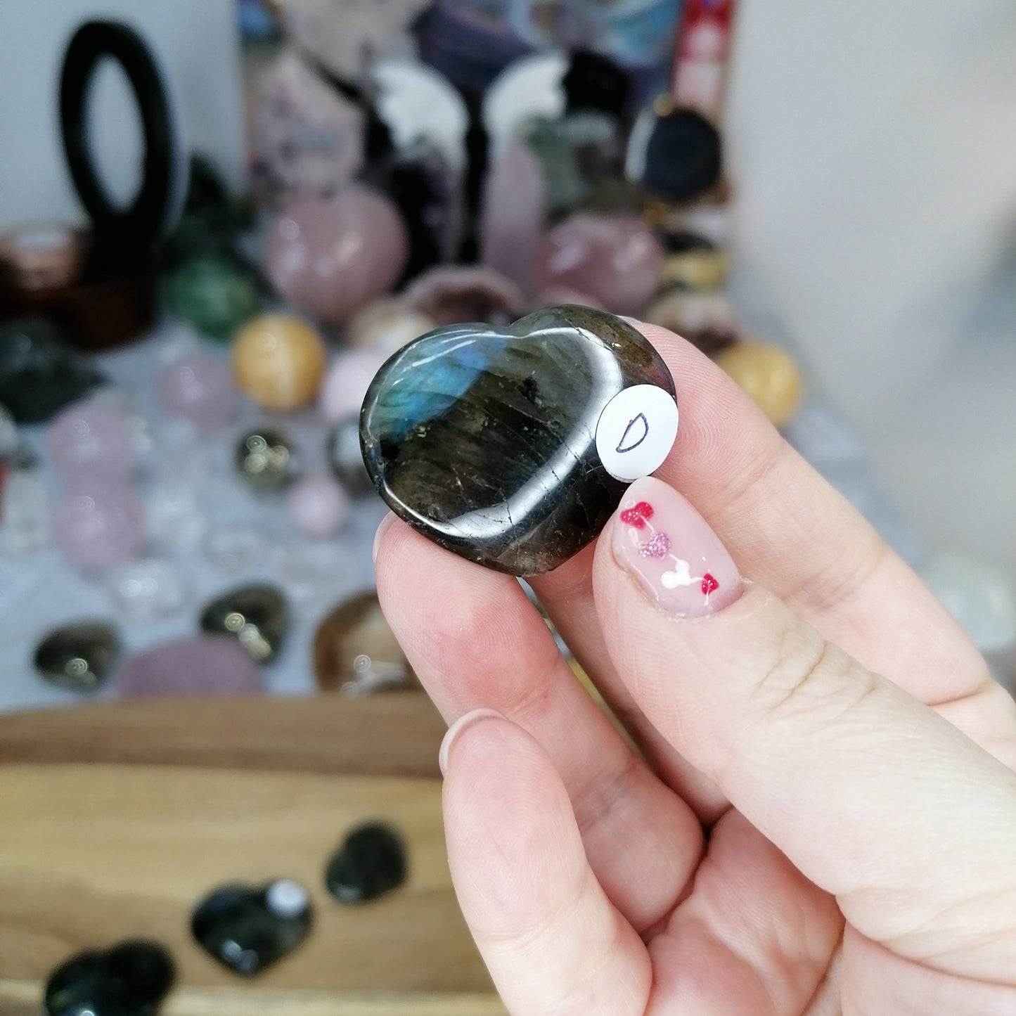 Blue Flash Labradorite Mini Heart Option D