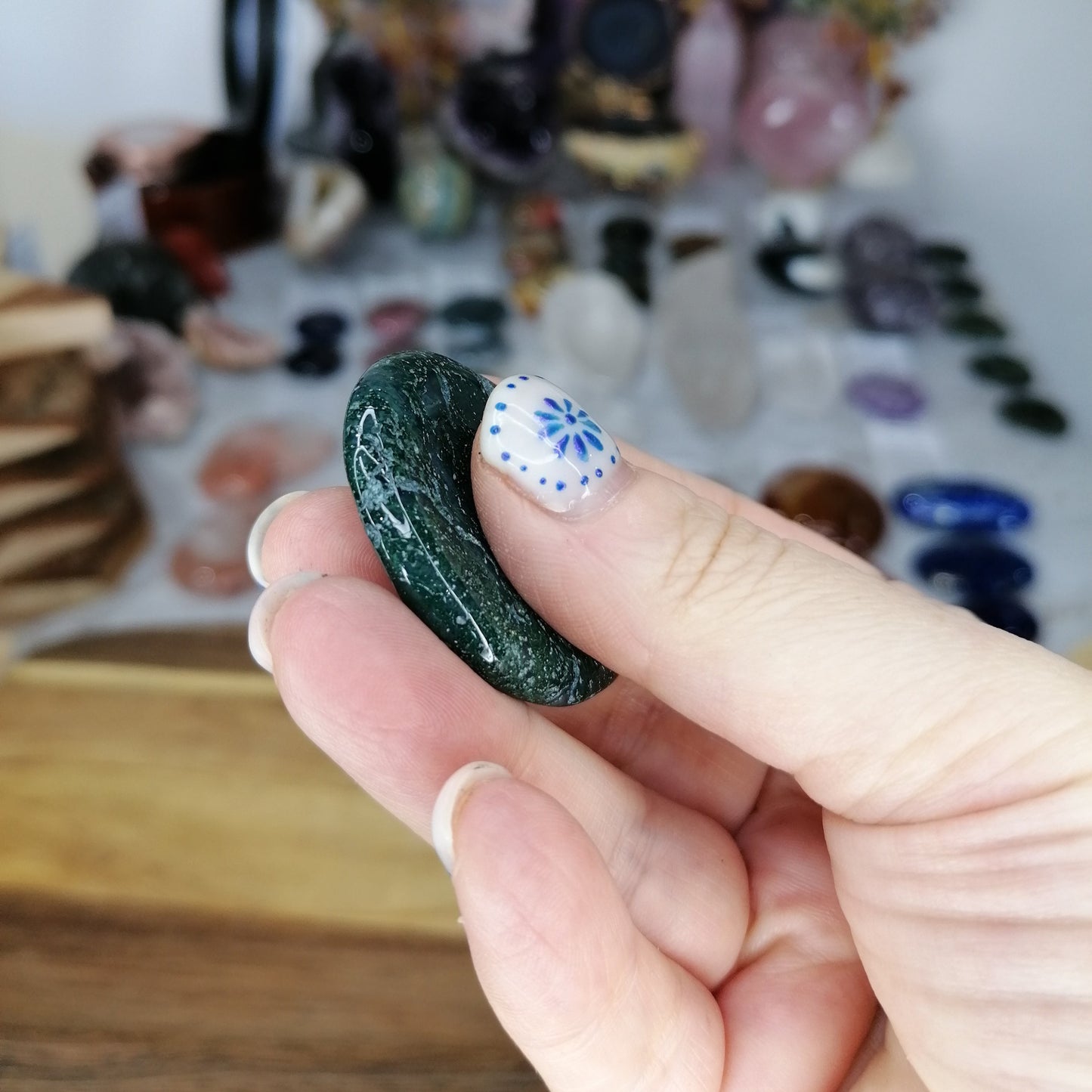 Green Moss Agate Pocket Stone