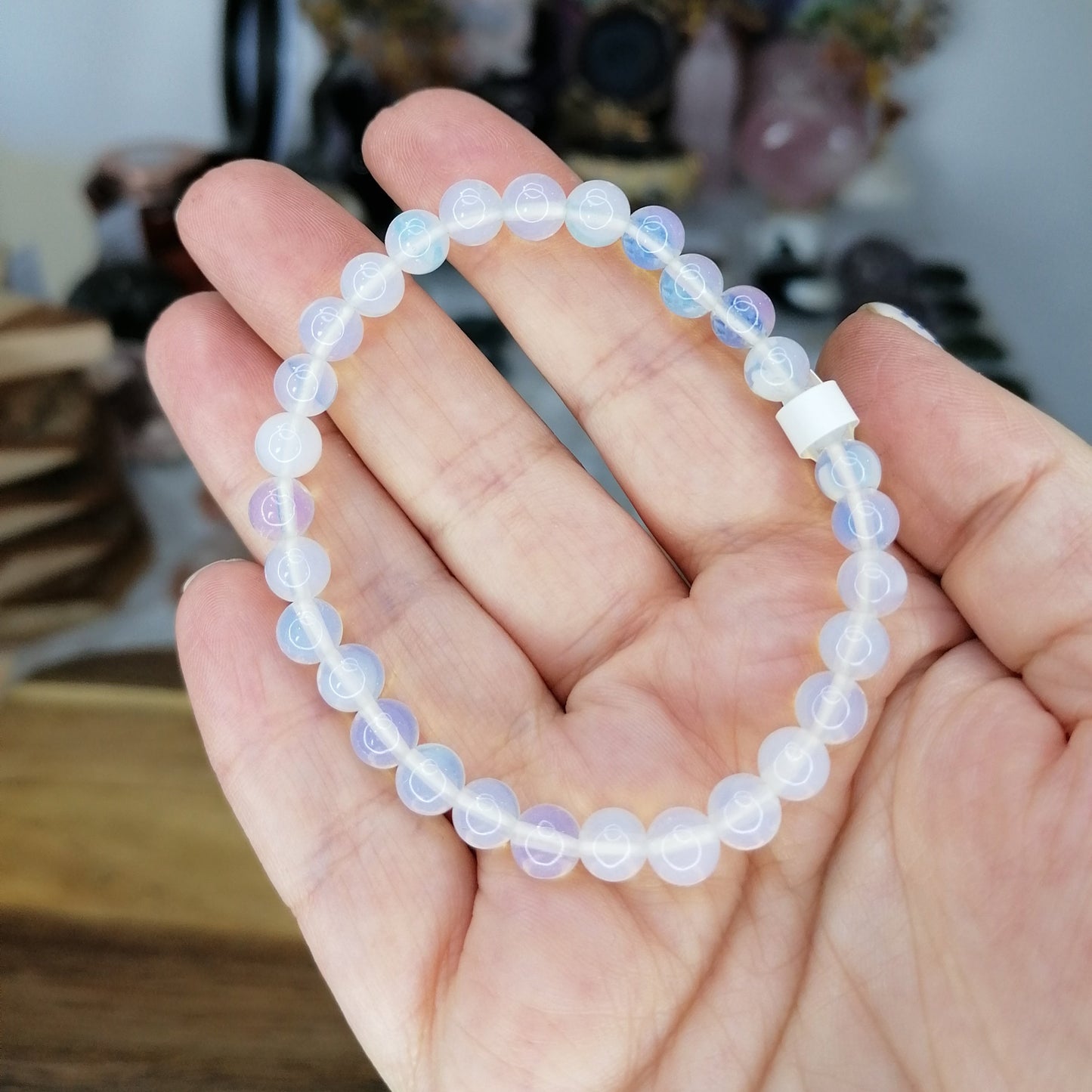 white Opalite 6mm bead bracelet