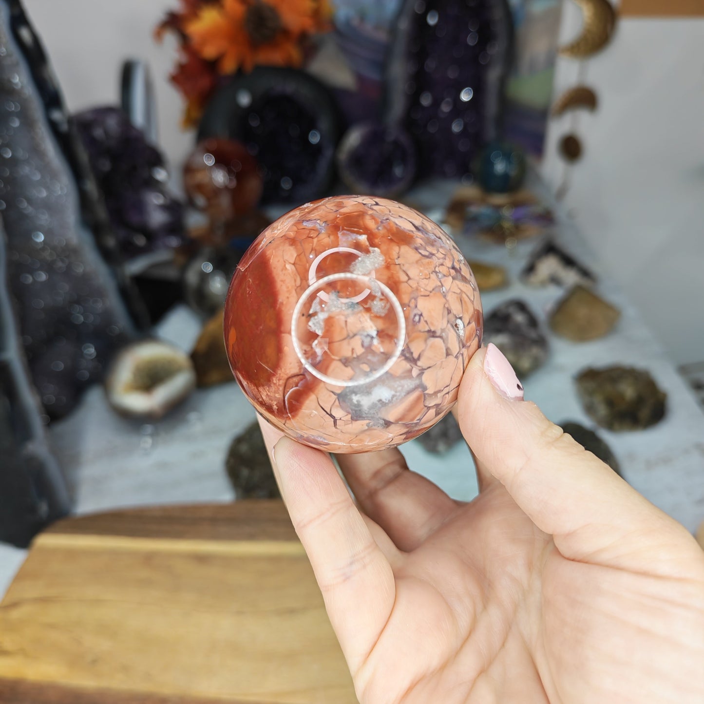 Pink Cotton Candy Agate Sphere