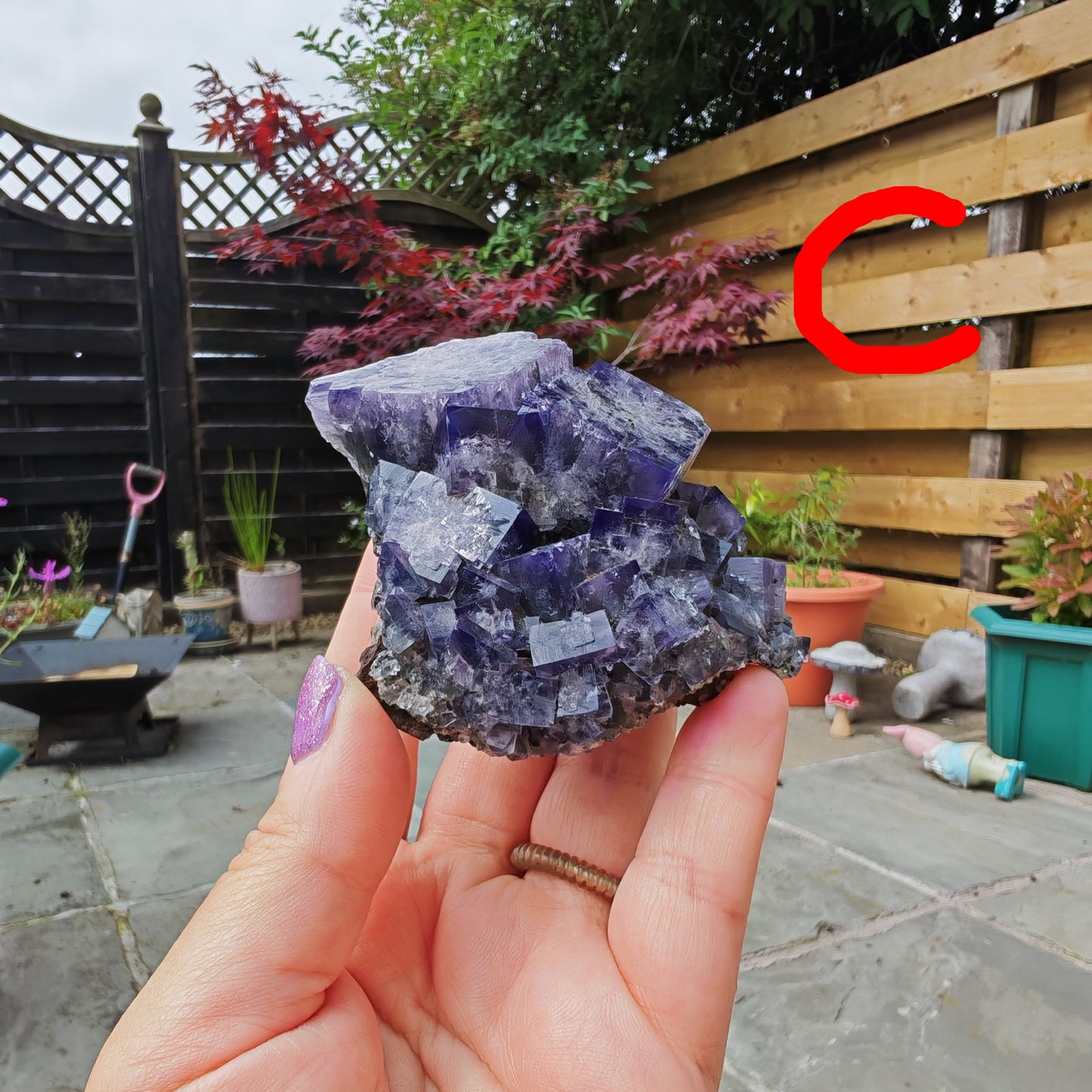 Purple Rain Pocket UK Fluorite with big cubes