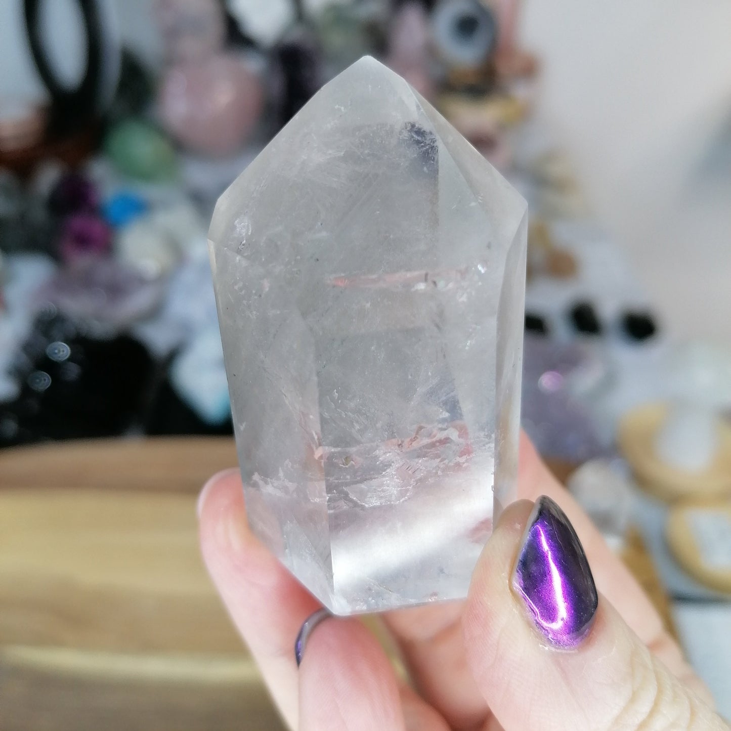 Clear Quartz Tower with Grey Lodalite Inclusion