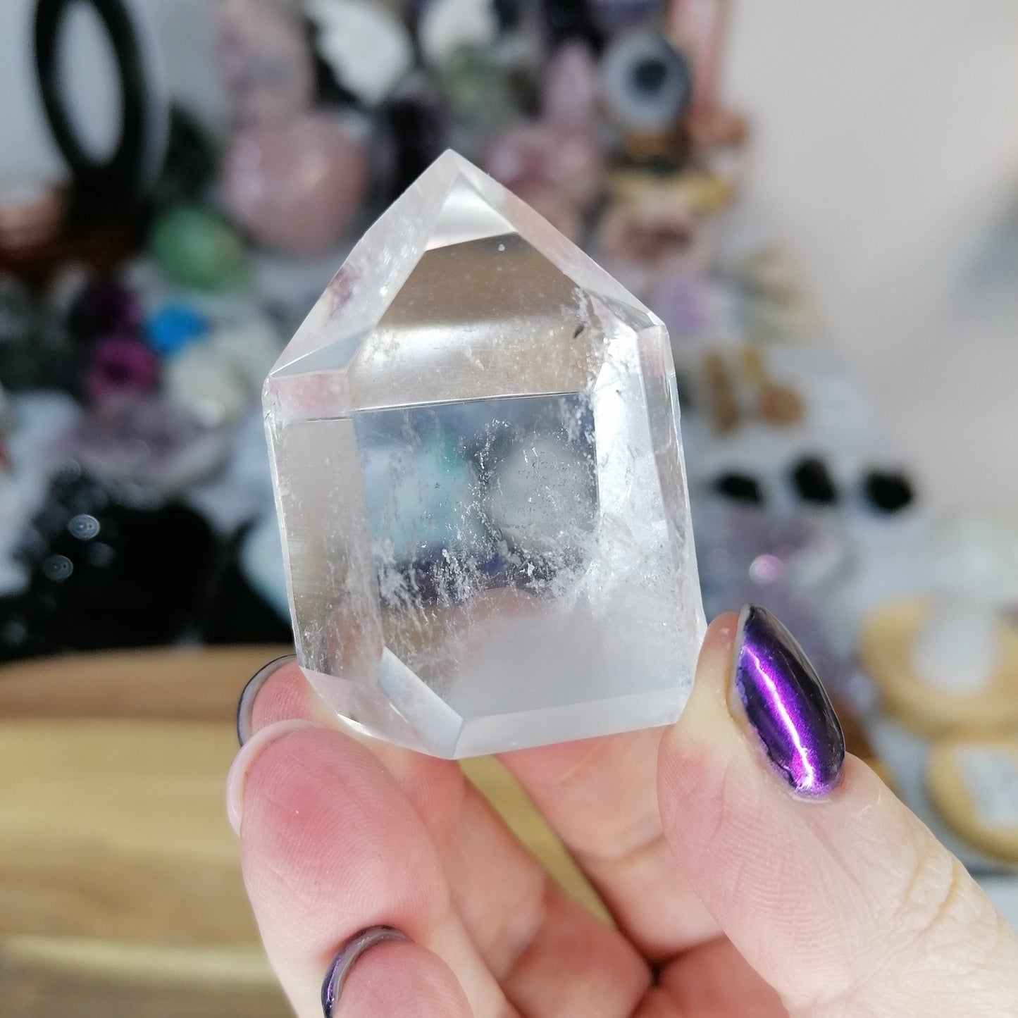 Clear Quartz Tower with Grey Lodalite inclusion