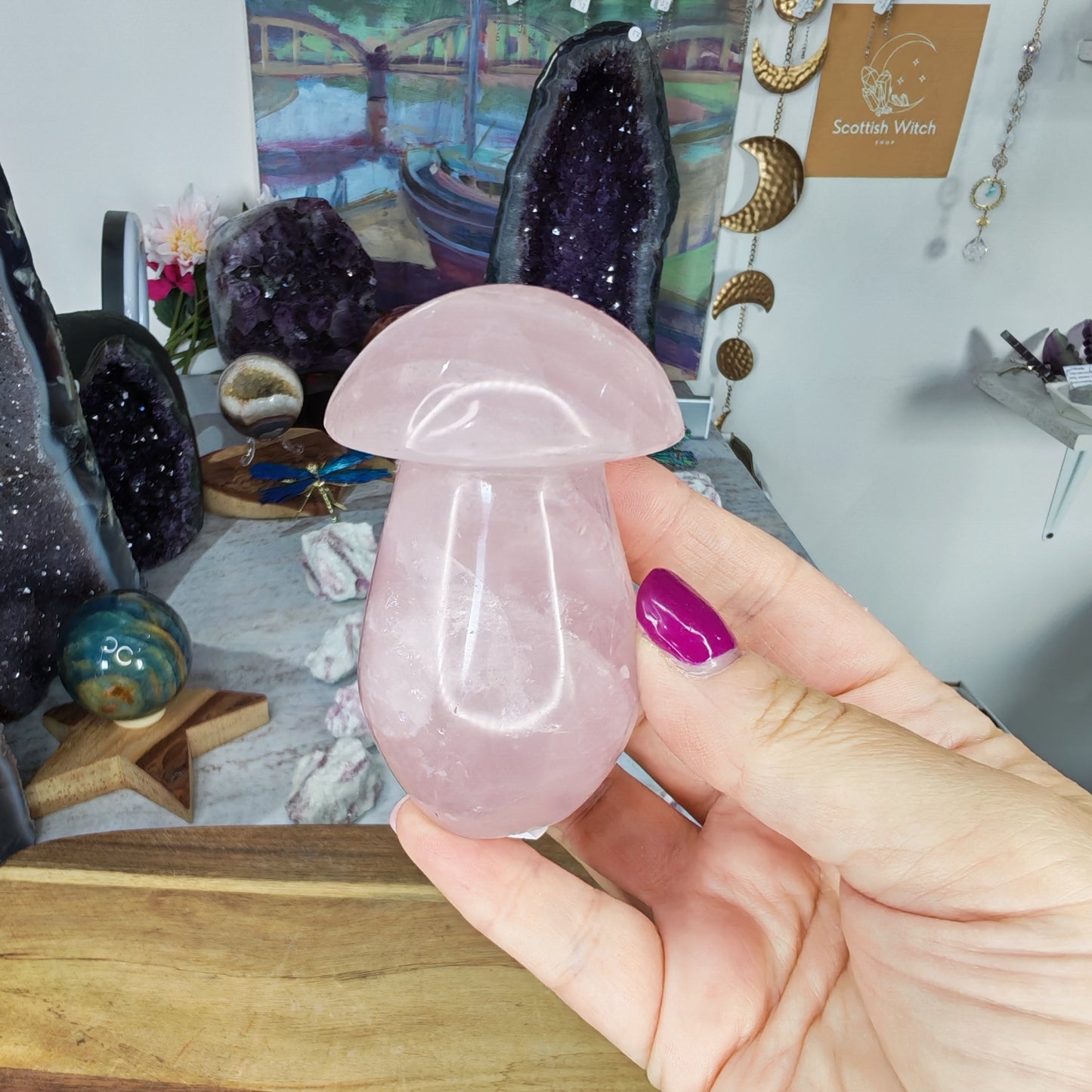 Pink Rose Quartz Mushroom