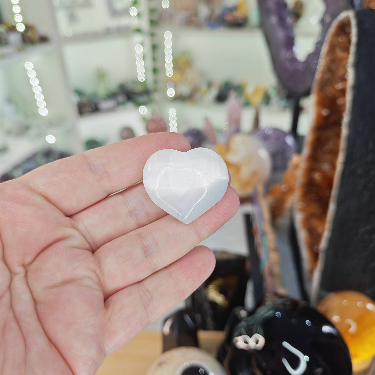 Selenite Pocket Heart