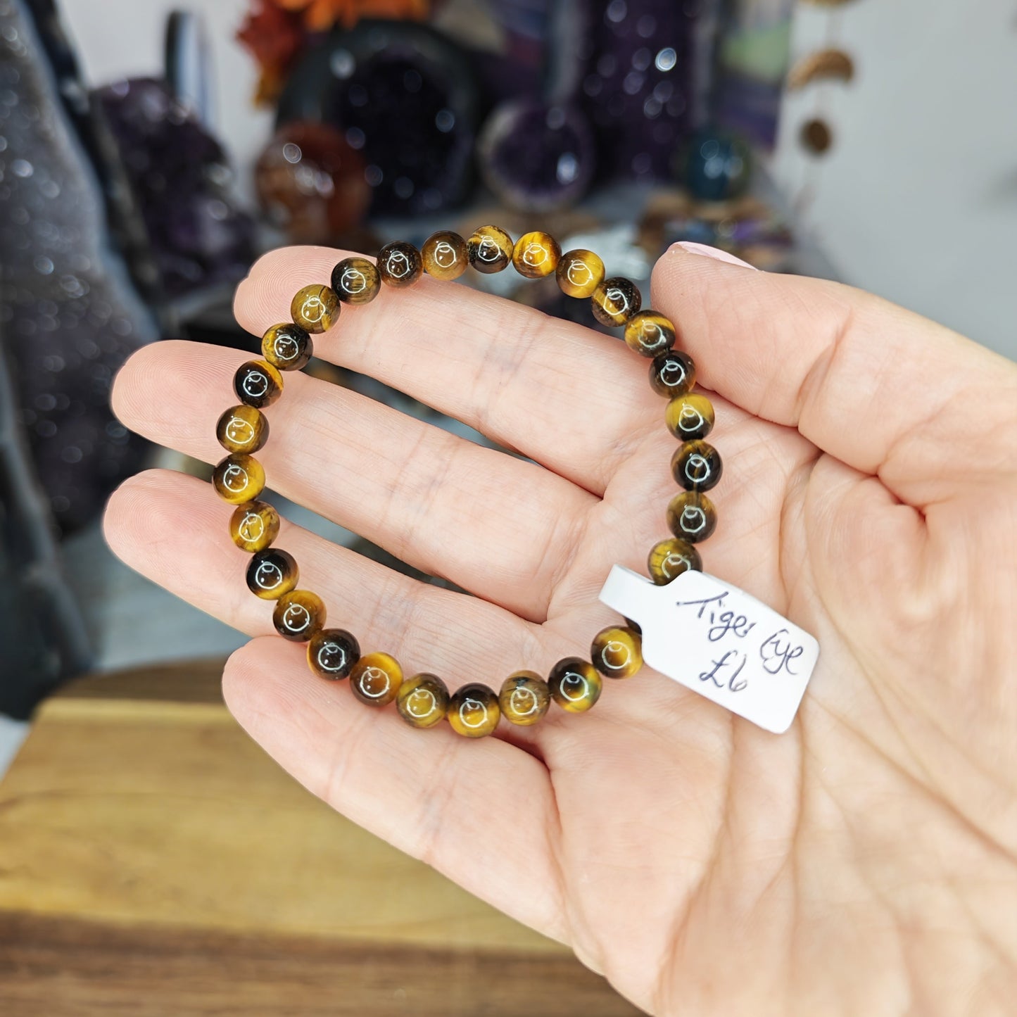 Gold and Brown Tiger Eye 6mm Bead Bracelet