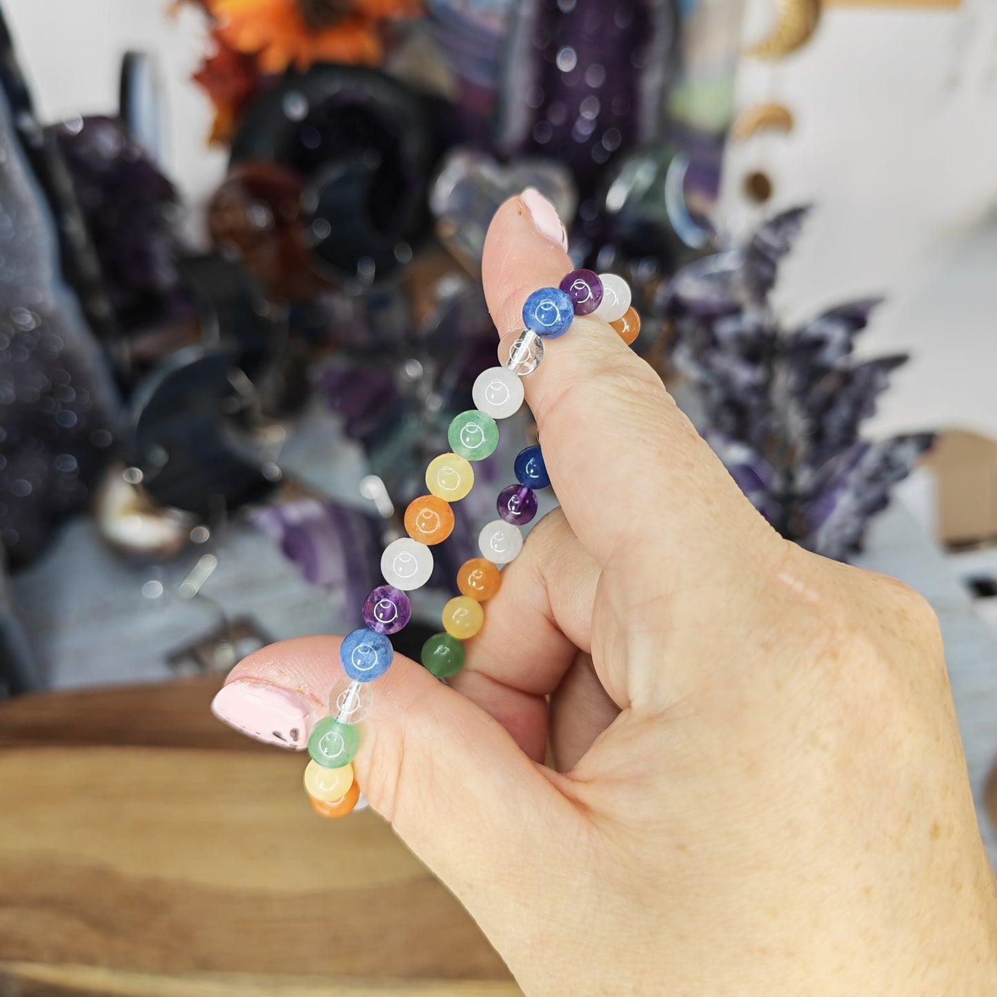 7 Chaklra bead Bracelet with mixed colour beads