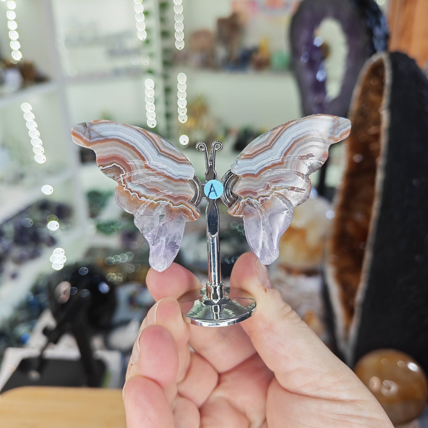 Agate Amethyst Butterfly Wings Option A