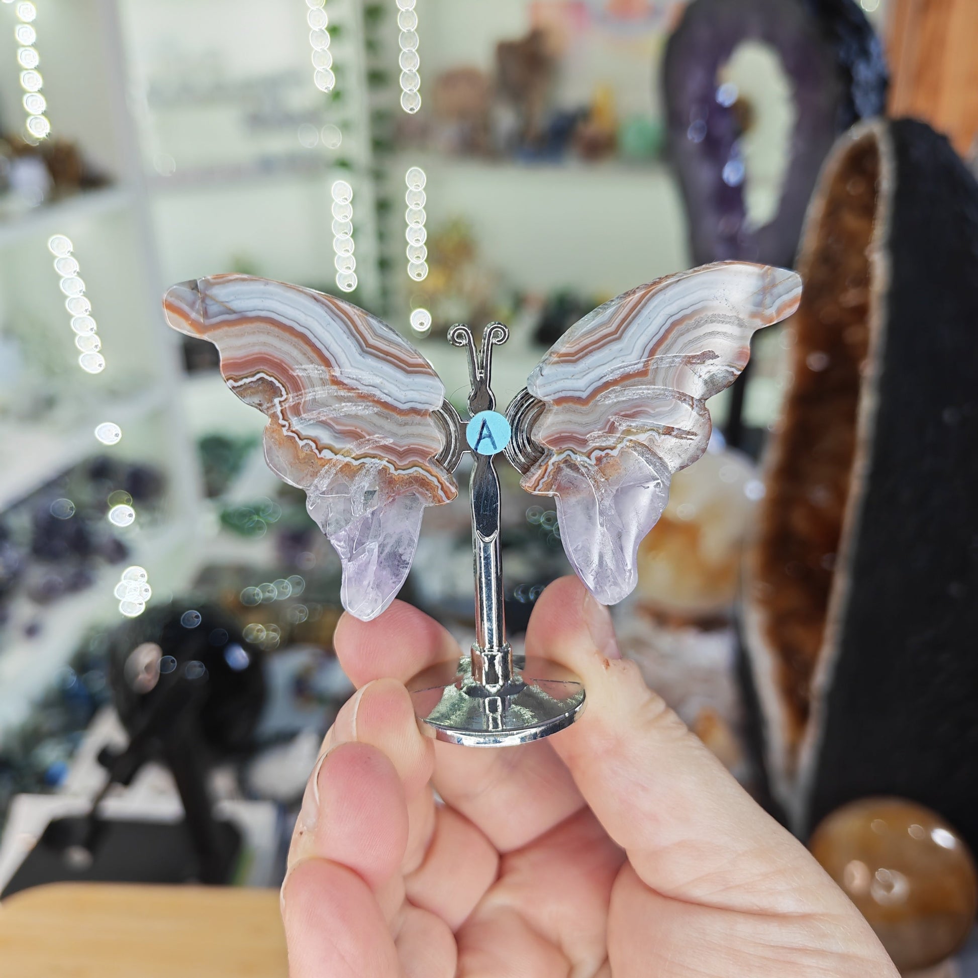 Agate Amethyst Butterfly Wings Option A