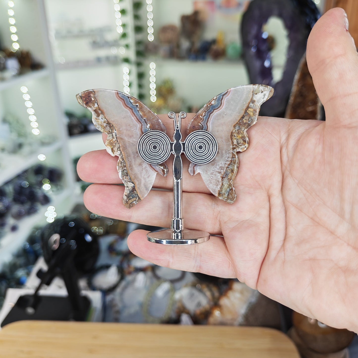 Agate Amethyst Butterfly Wings Option B Back