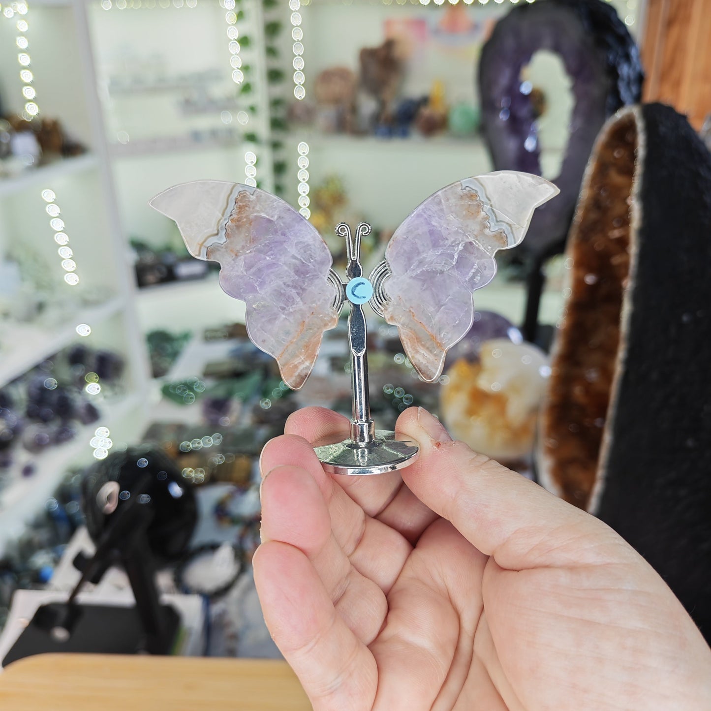 Agate Amethyst Butterfly Wings Option C