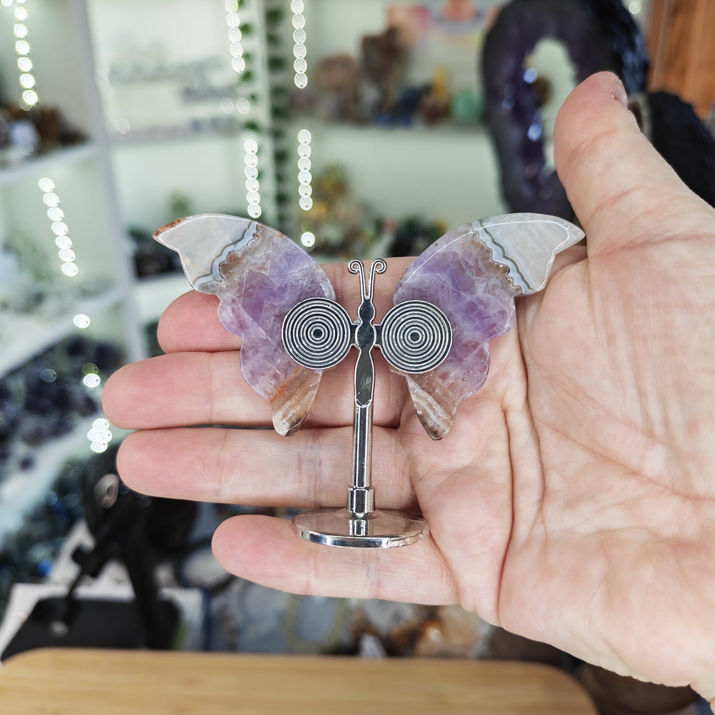 Agate Amethyst Butterfly Wings Option C Back