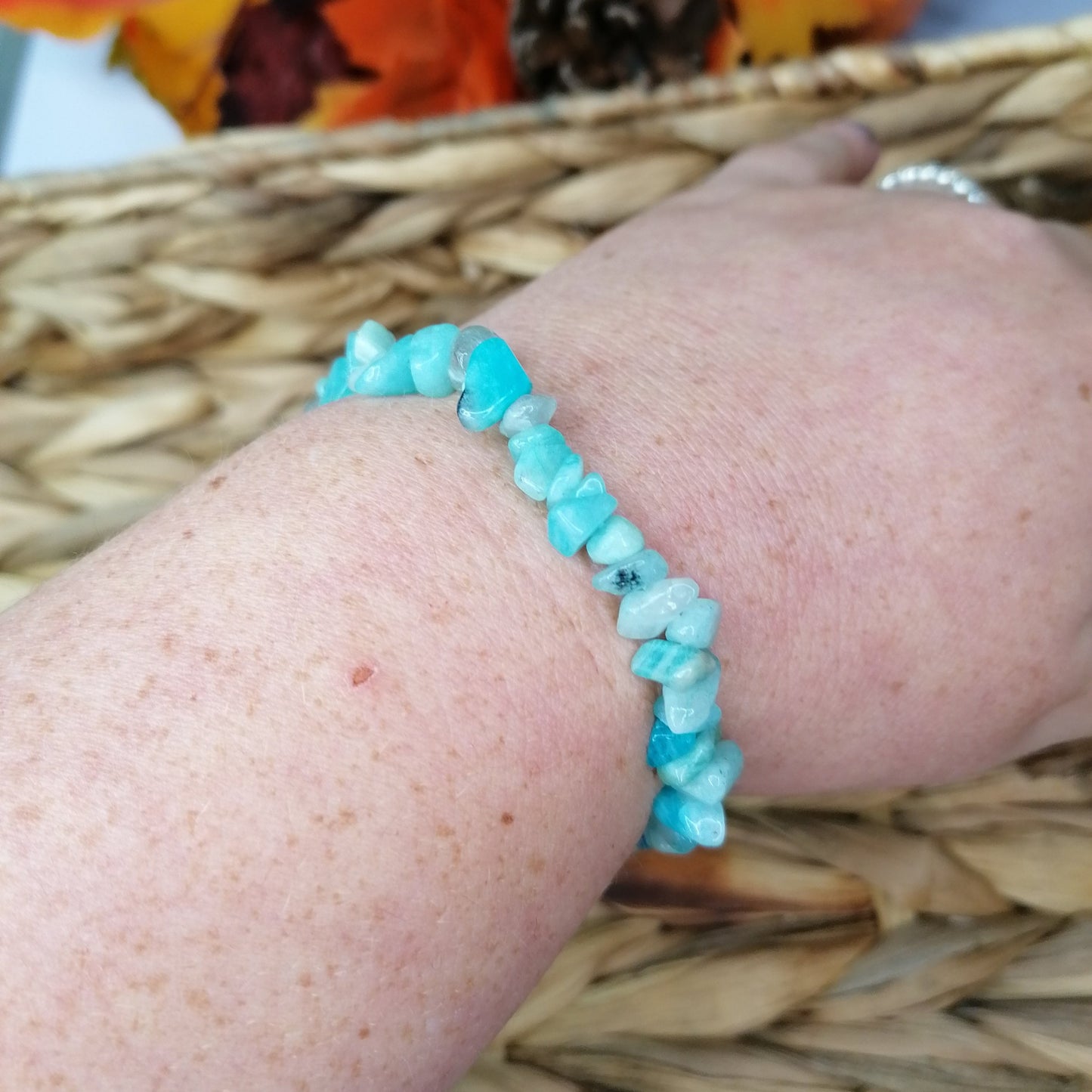 Amazonite bracelet with stunning blue crystal chips