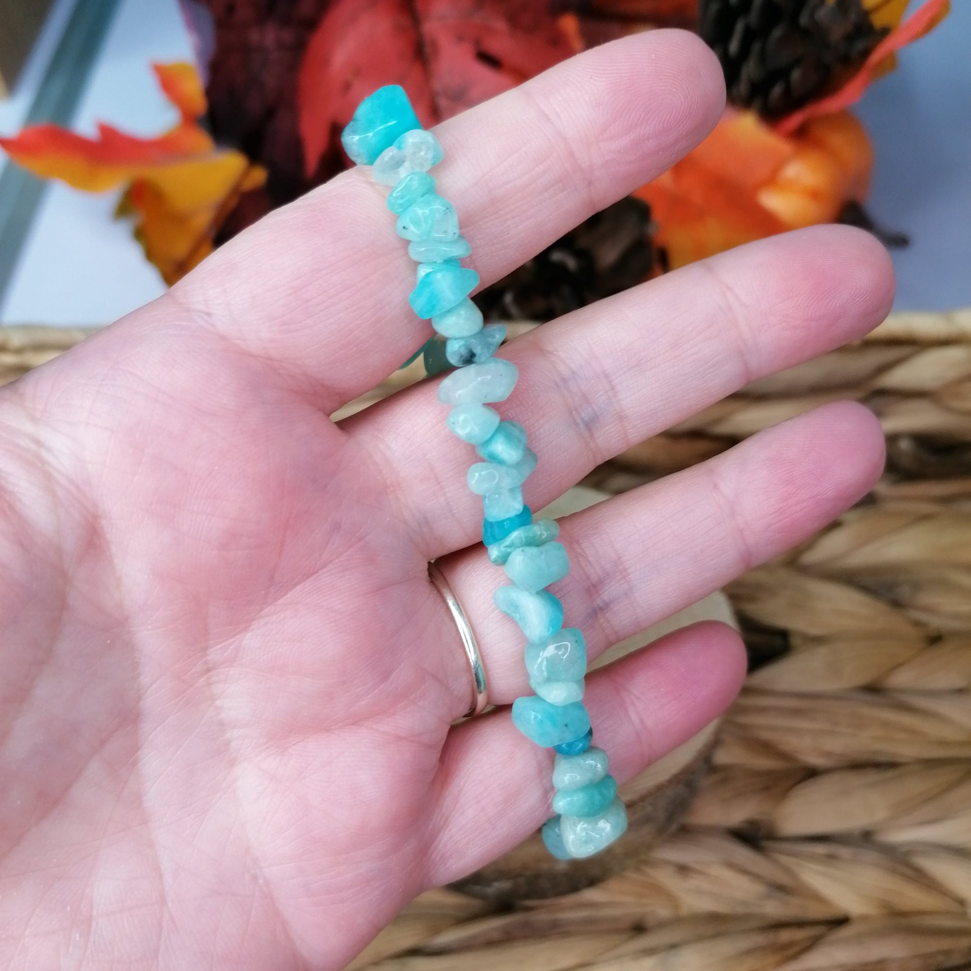 Amazonite Crystal Chip Bracelet with lovely shade of blue