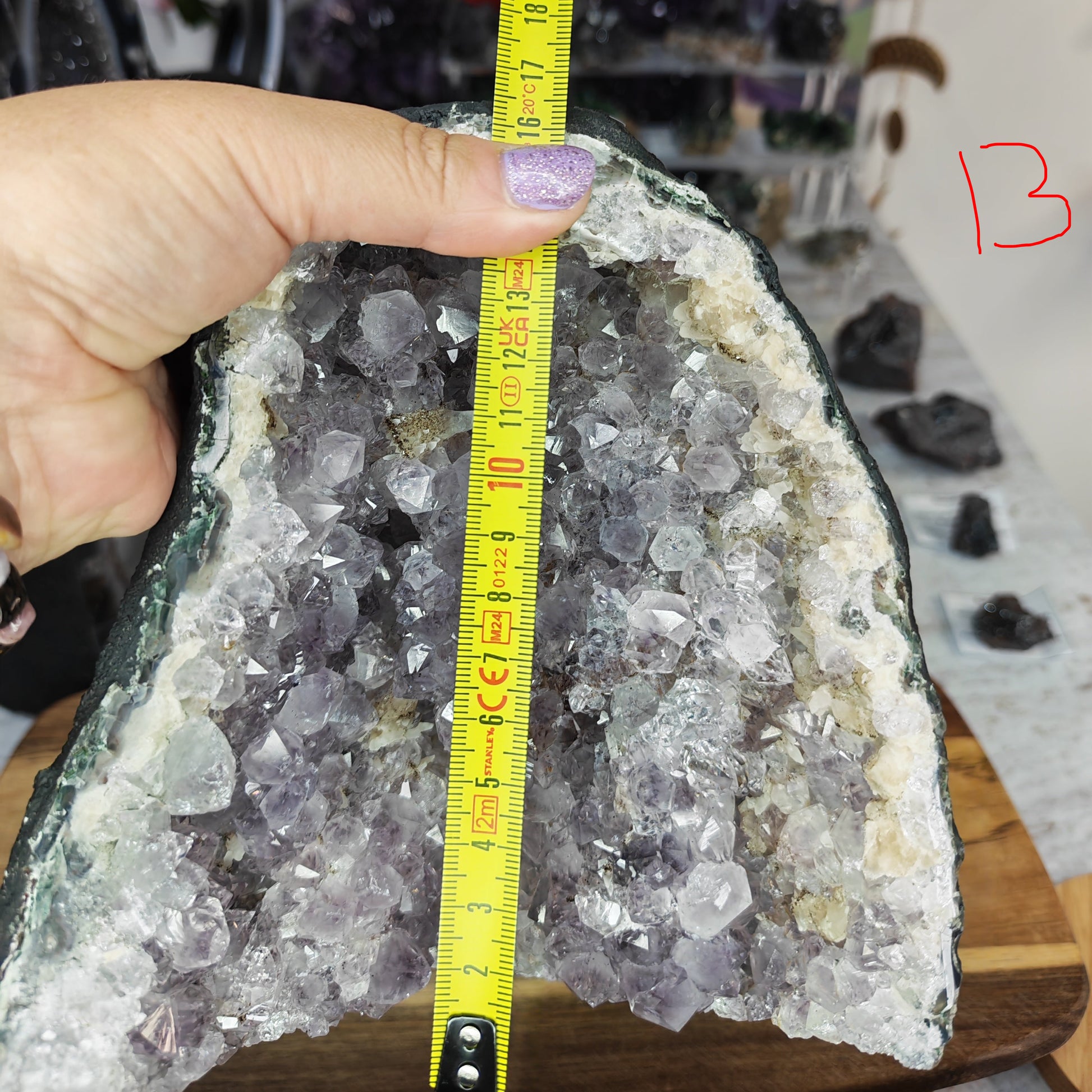 light purple amethyst church with calcite height 16cm