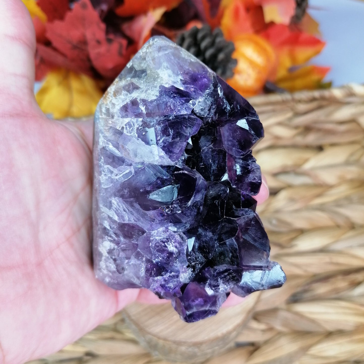 Purple Amethyst Side View with large chucky points