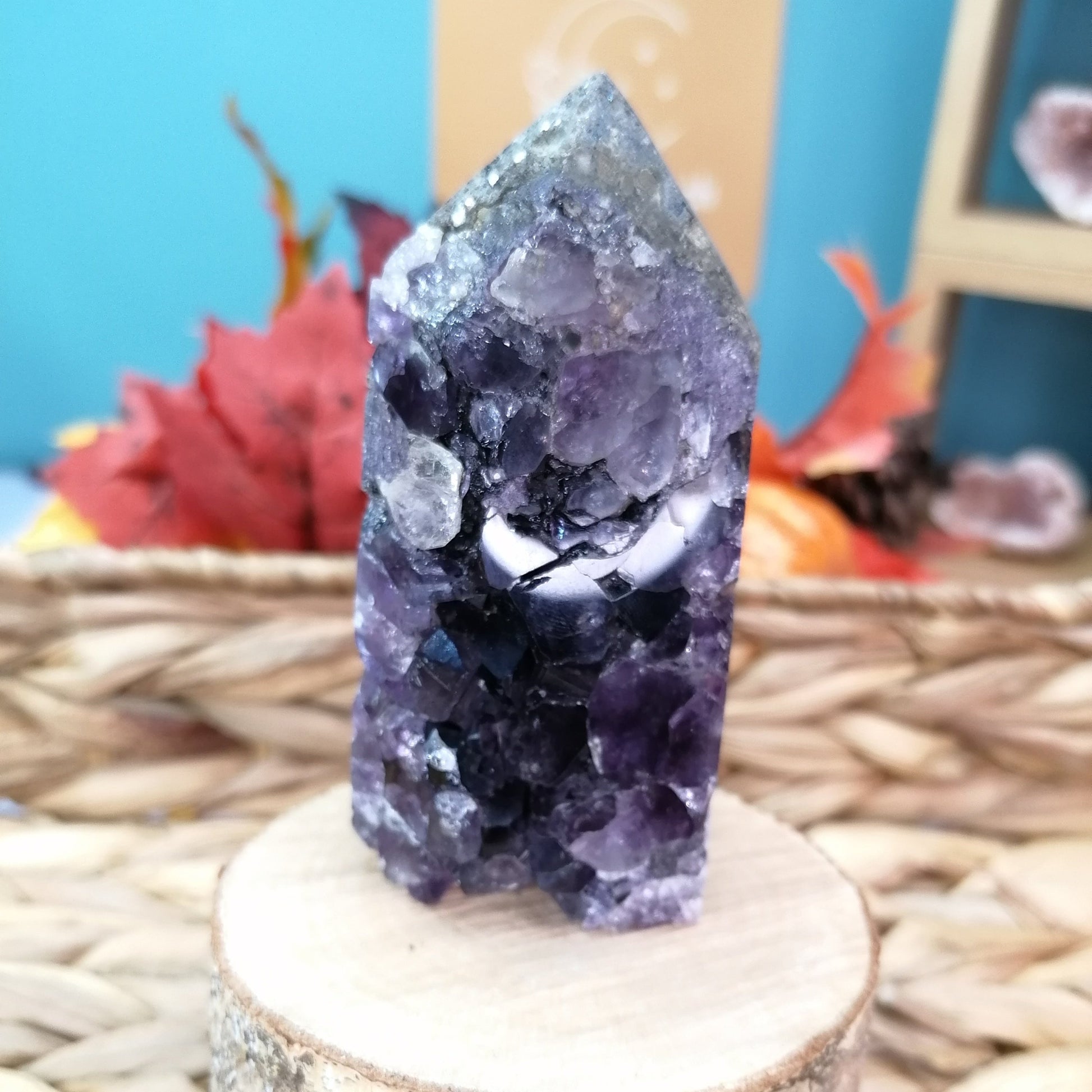 Purple Amethyst druzy tower, polished on all sides