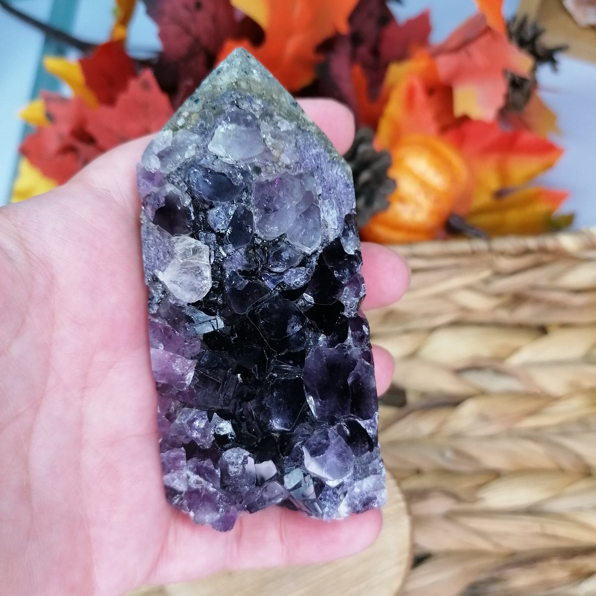 Purple Amethyst Druzy Tower with polished sides