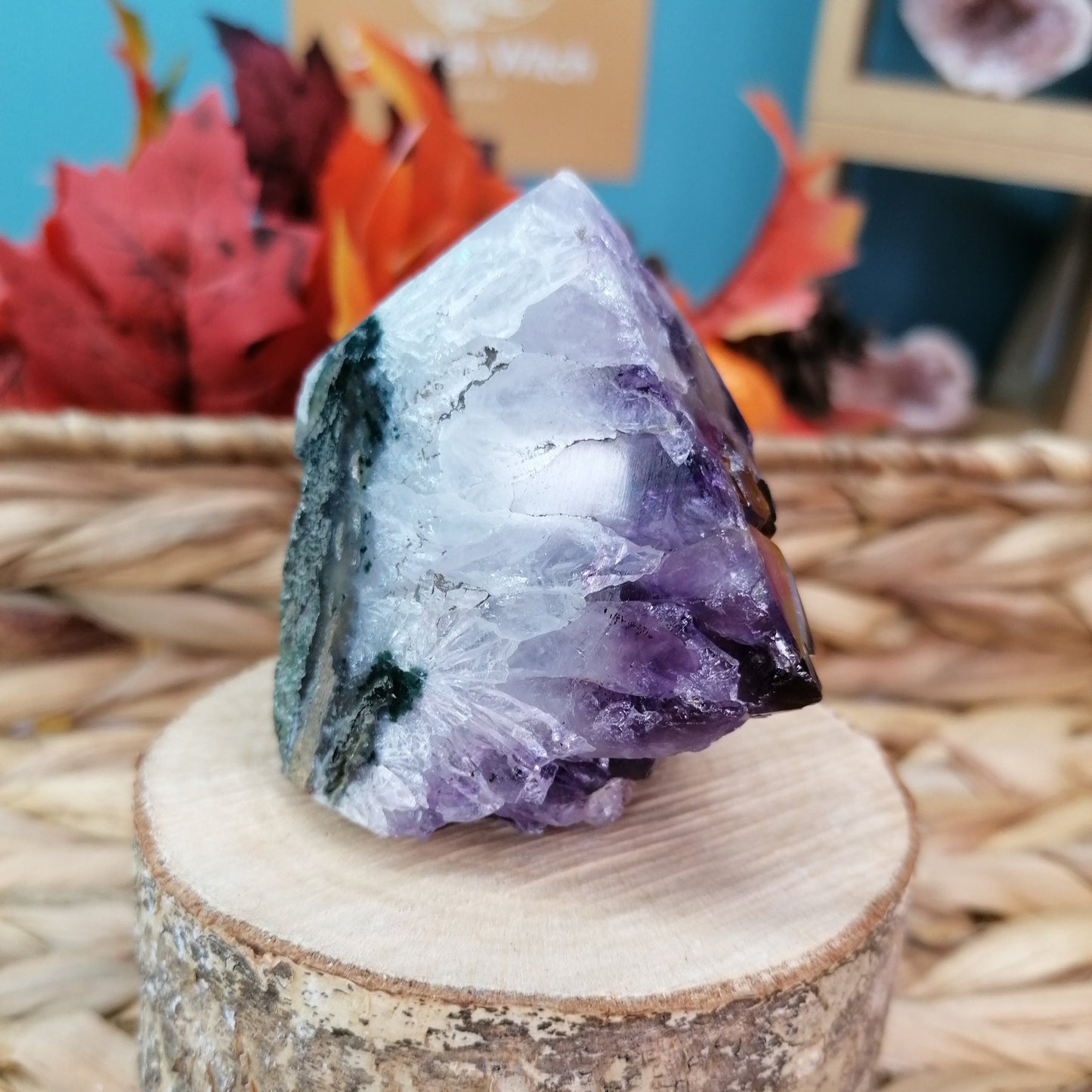 Dark Purple Druzy Amethyst Tower with Polished sides