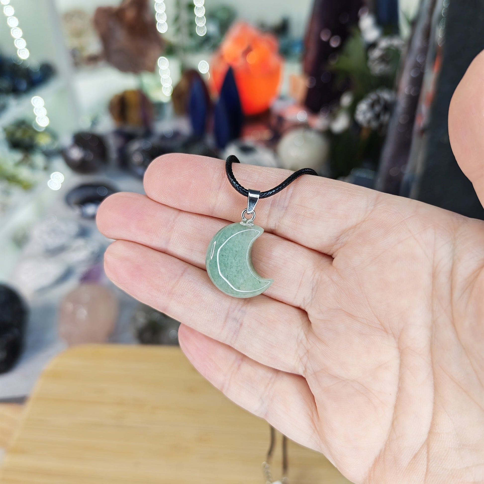 Aventurine Crystal Moon Necklace