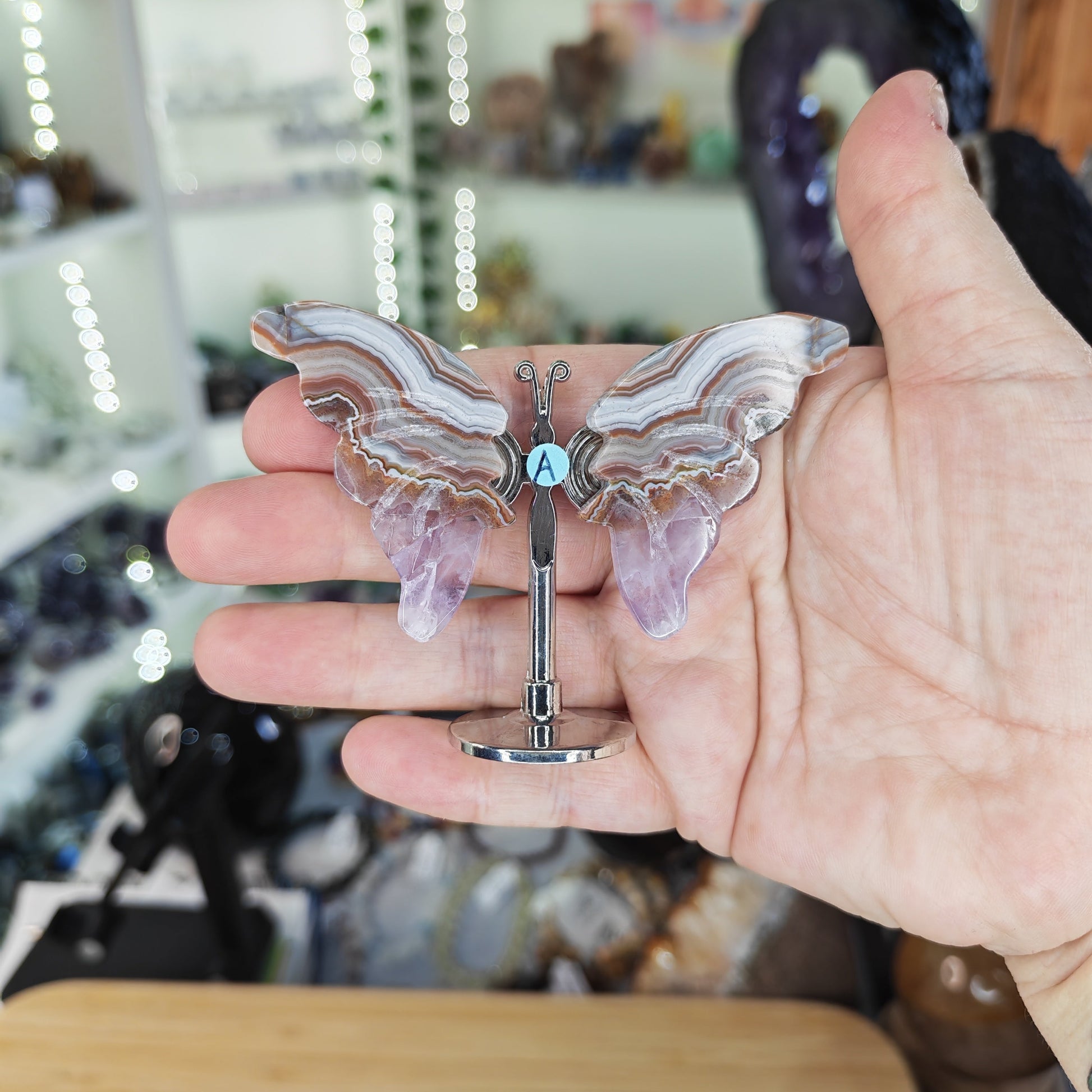 Banded Agate Amethyst Butterfly Wings Option A