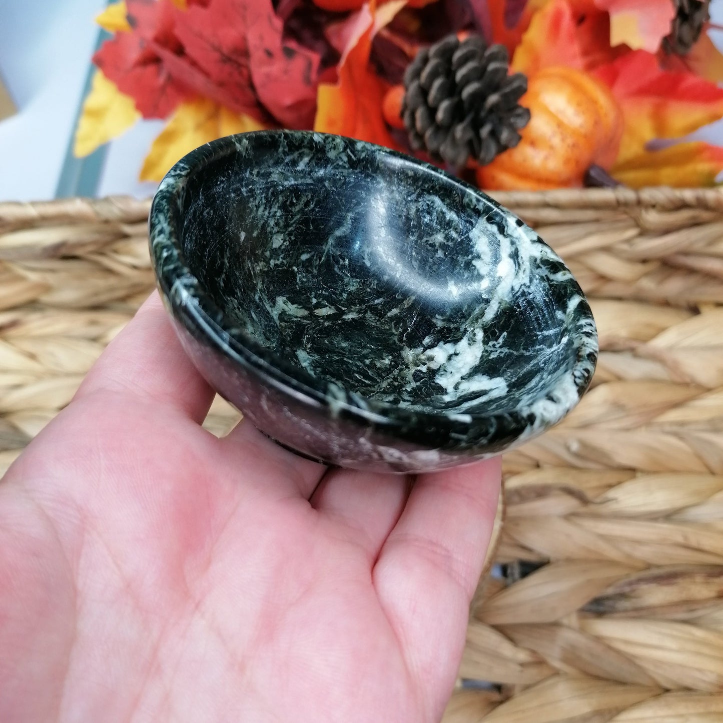 Black with white banded Crystal Bowl