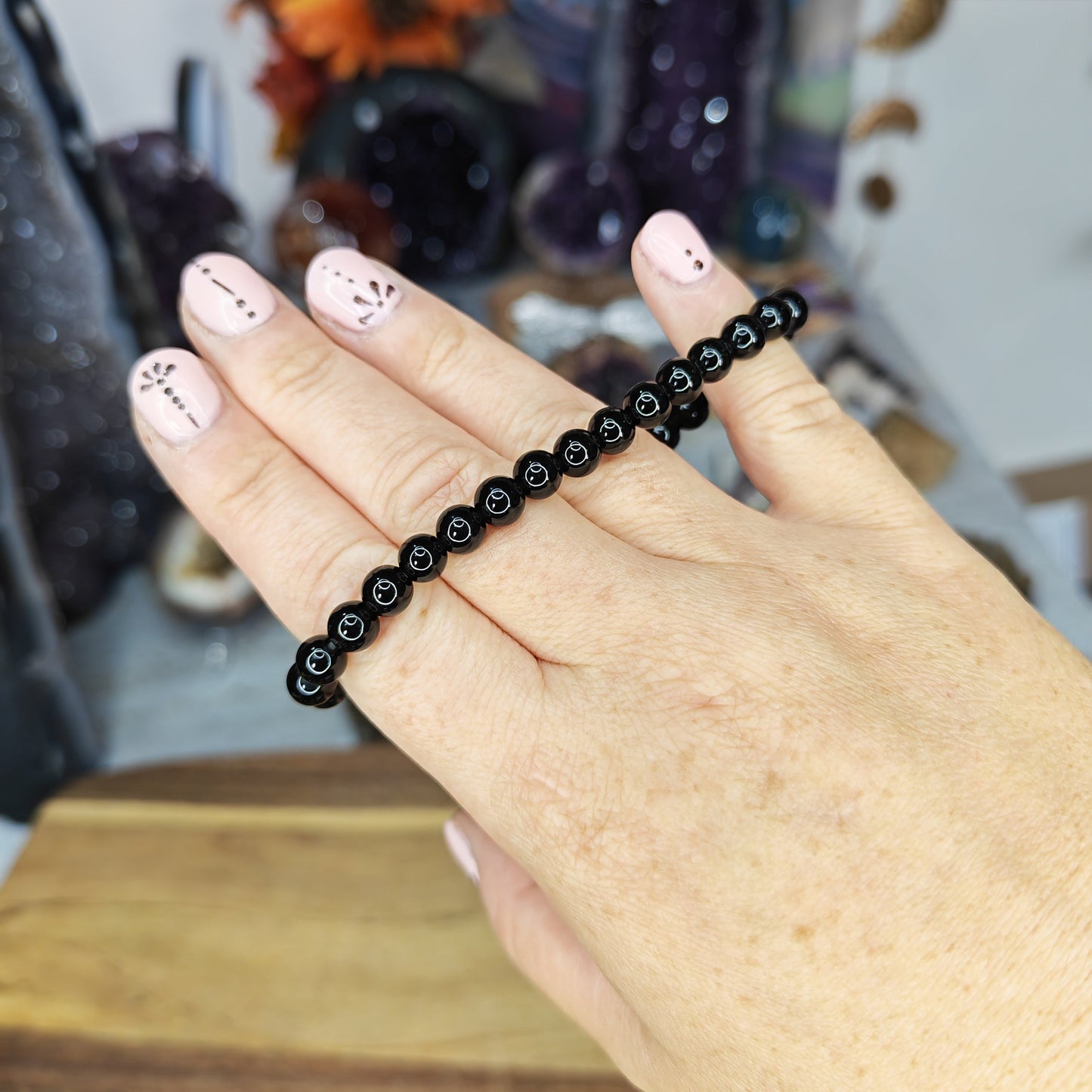 Black Obsidian Bead Bracelet