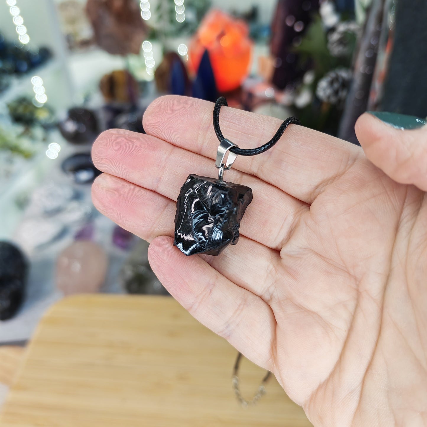 Black Raw Obsidian Necklace