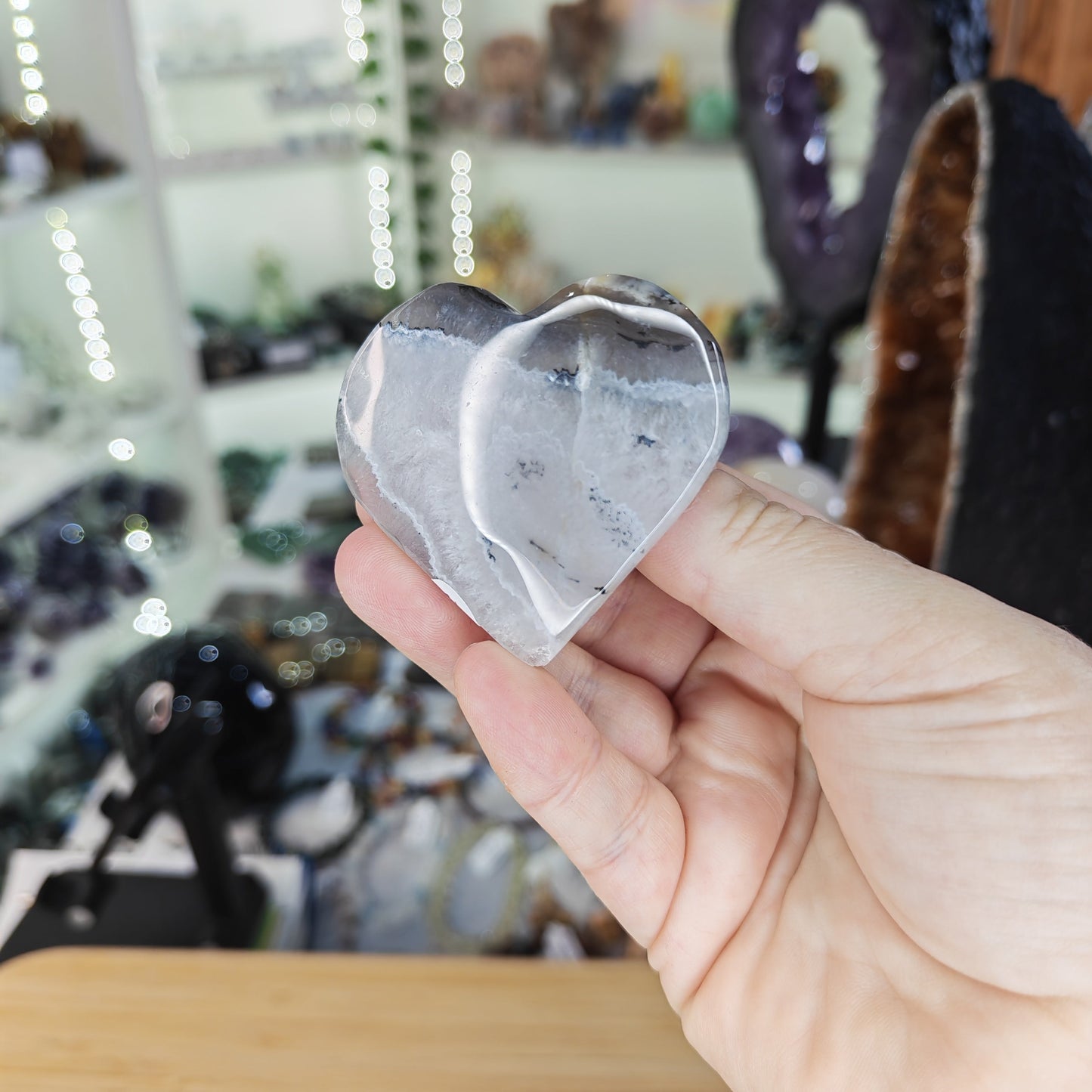 Black and White Volcano Agate Heart Option A
