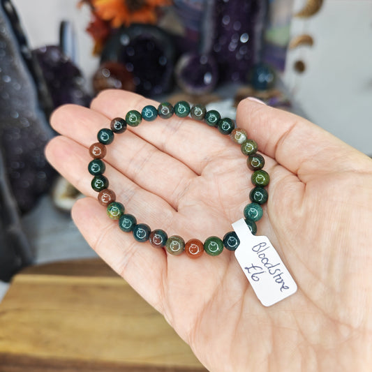 Green and Red Bloodstone 6mm Bead Bracelet
