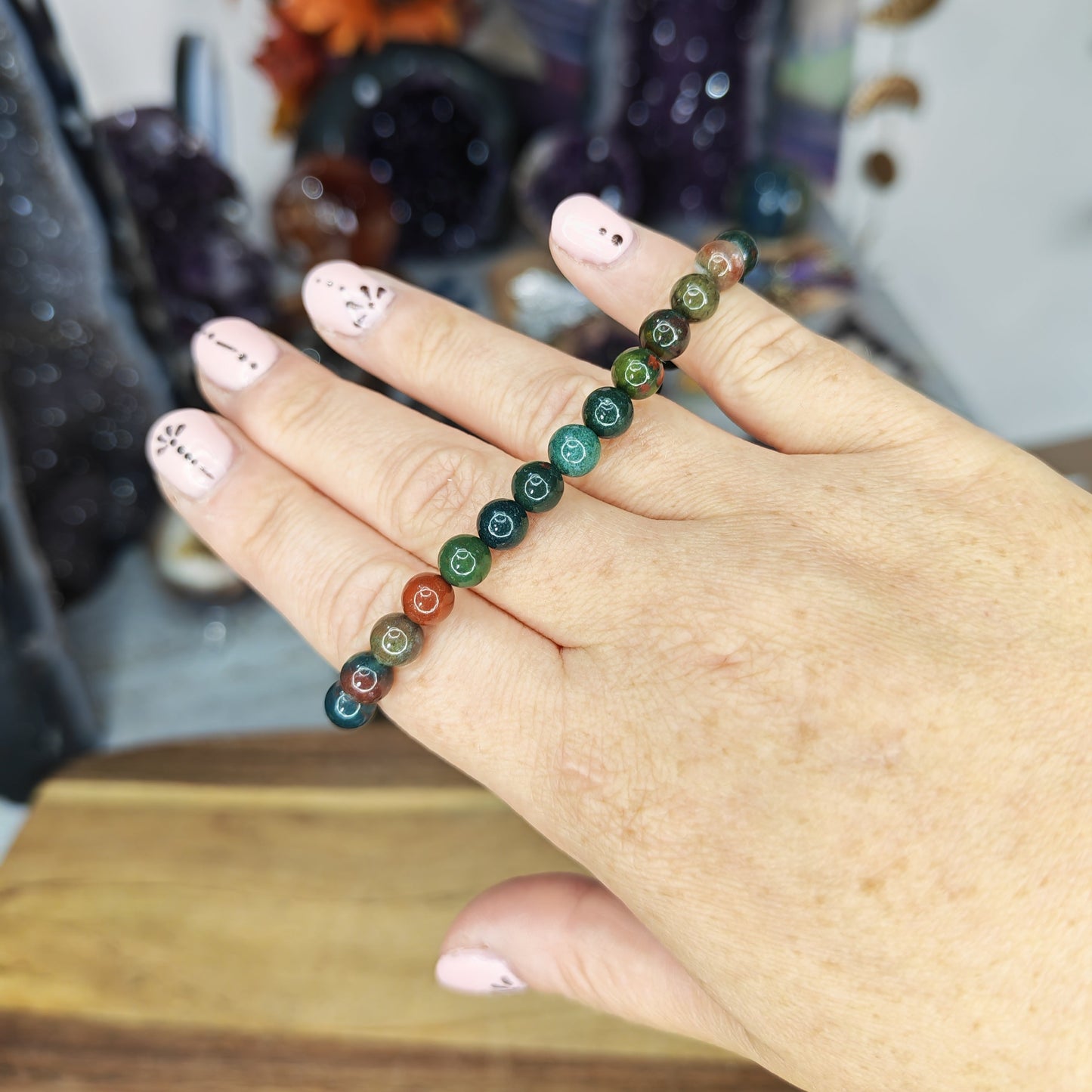 Green and Red Bloodstone Bead Bracelet