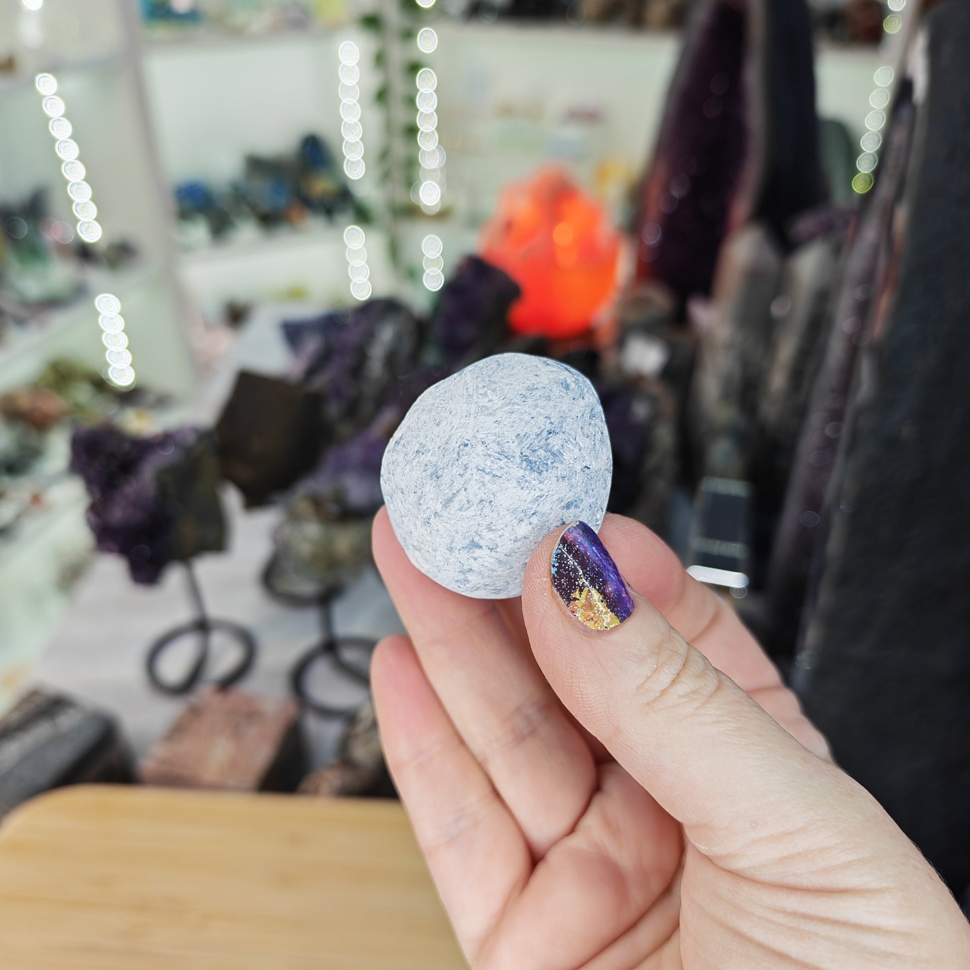 Blue Calcite Ema Egg, Back