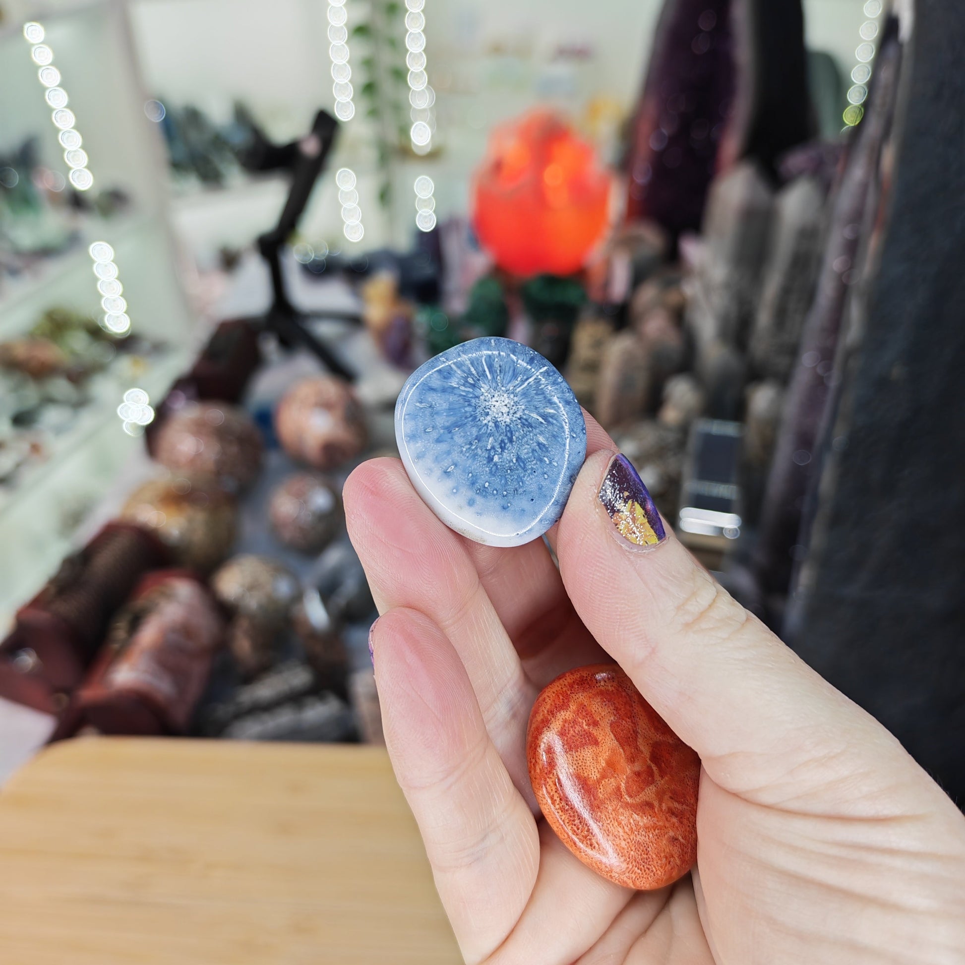 Blue Coral Flat Stone