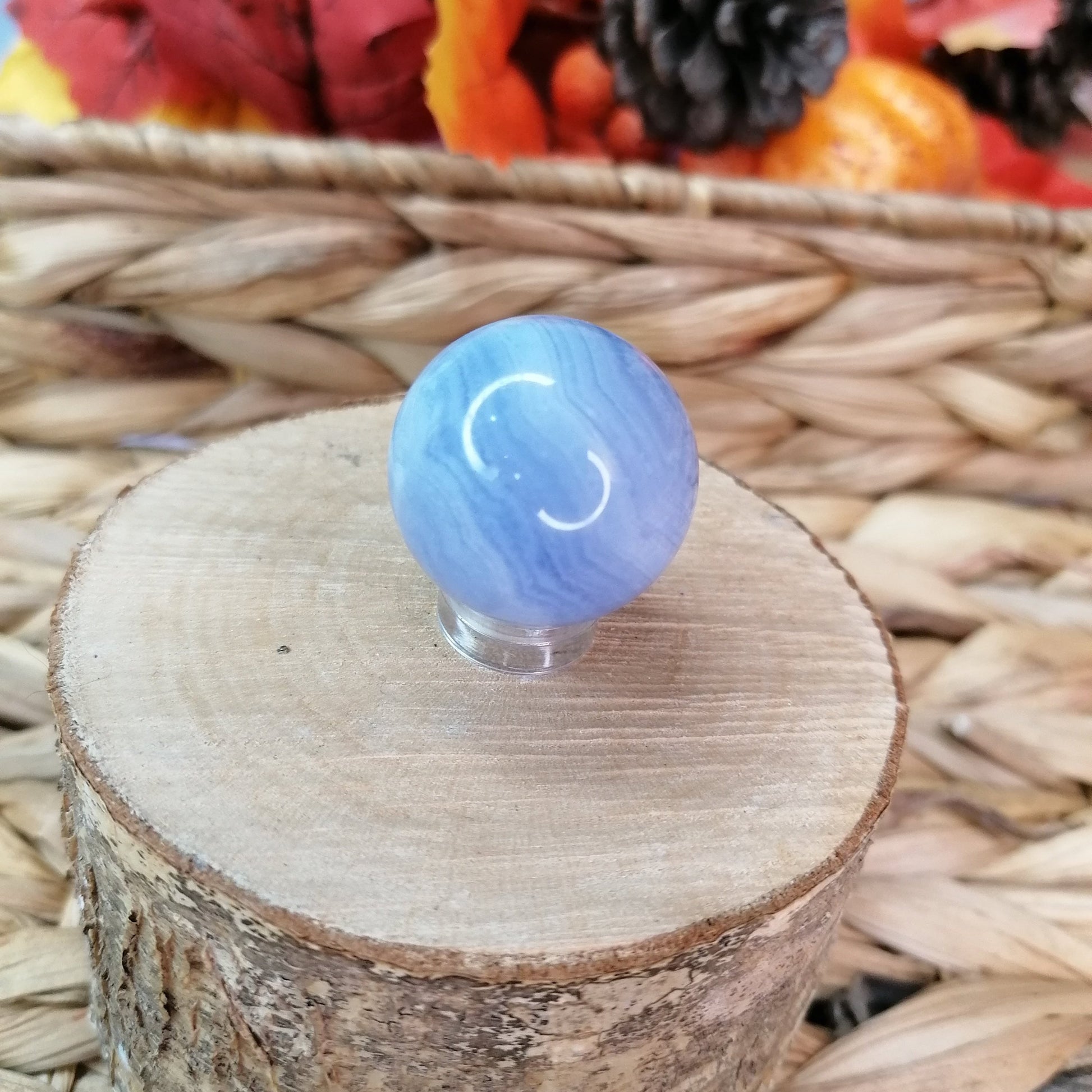 Blue Lace Agate Sphere with beautiful banding