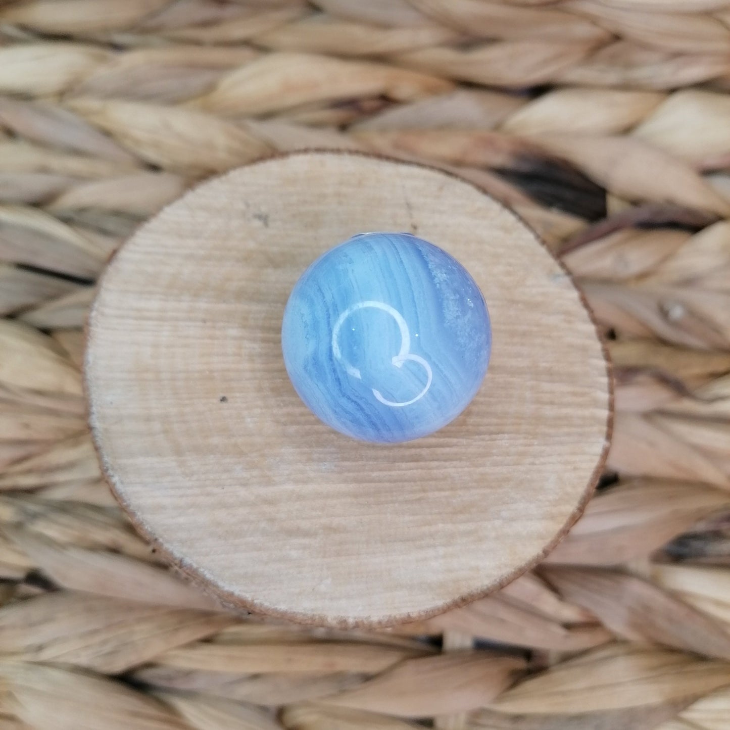 Blue Lace Agate Sphere with stunning banding