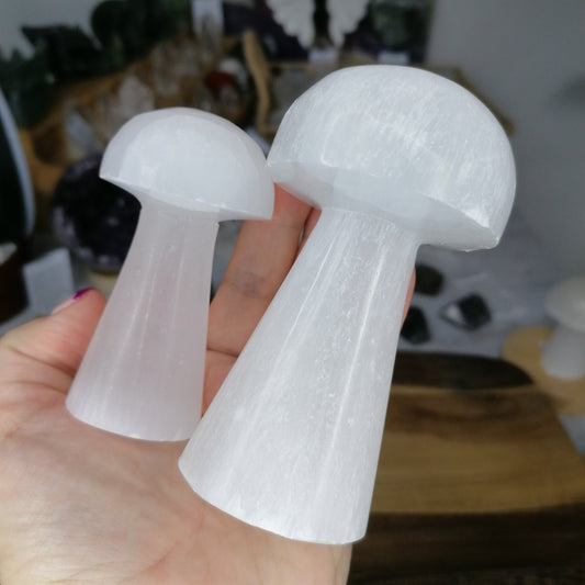 White Selenite Mushrooms Medium and Large